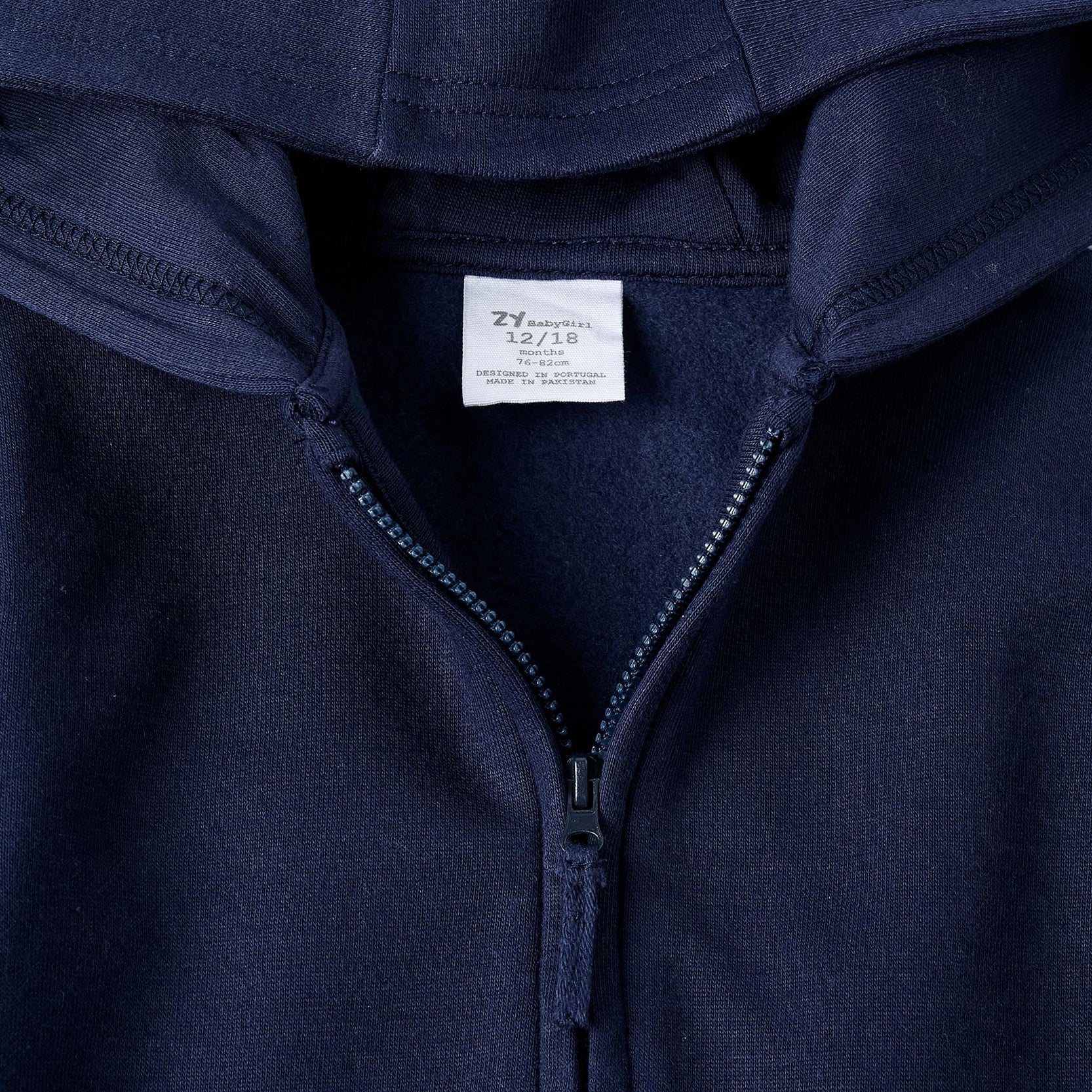 Hooded Jacket with Ruffles for Baby Girls, Dark Blue