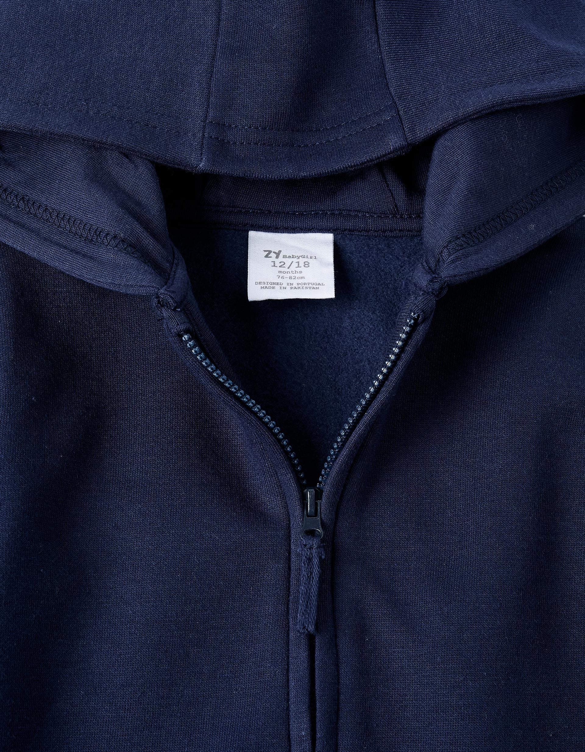 Hooded Jacket with Ruffles for Baby Girls, Dark Blue