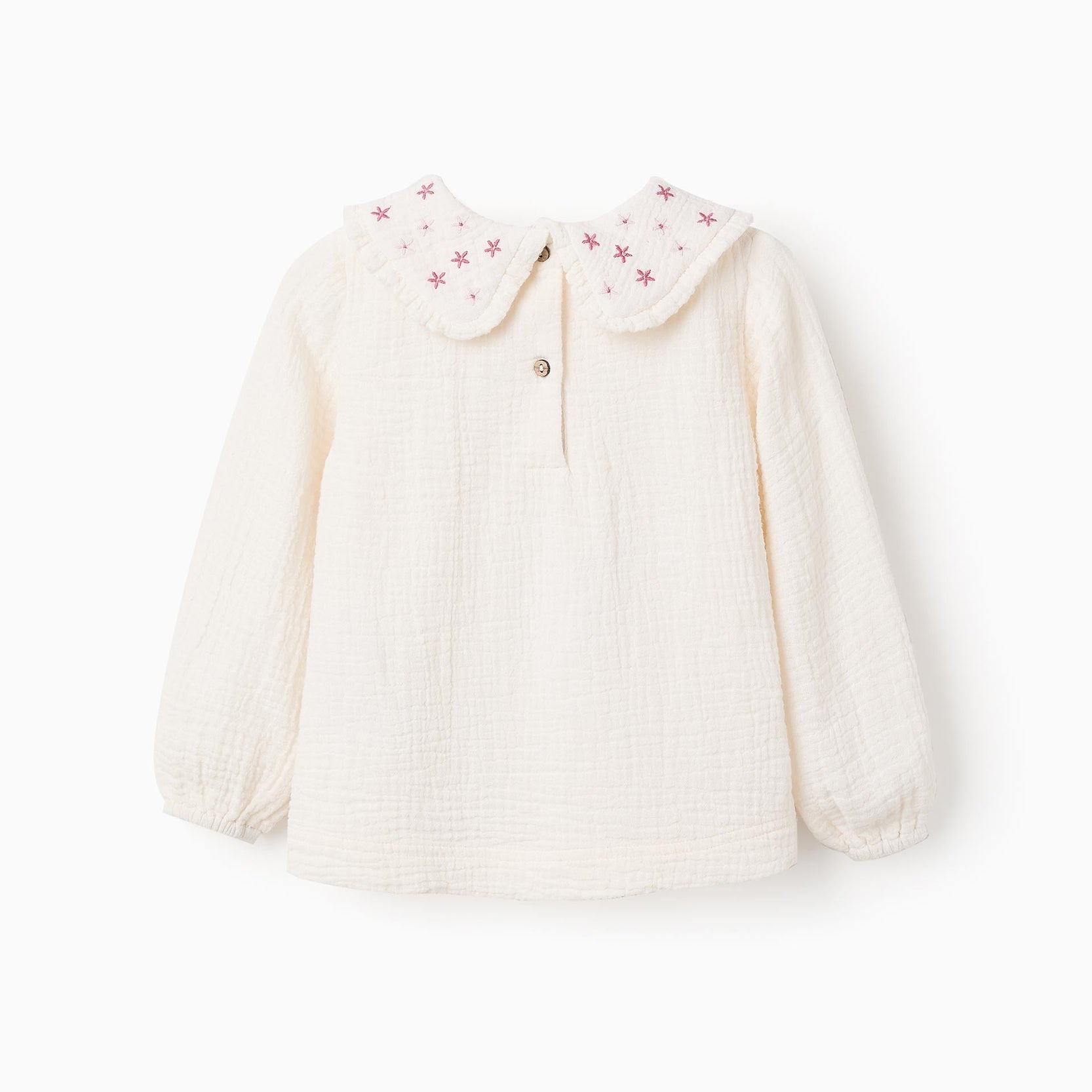 Muslin Tunic With Flowers for Baby Girls, White