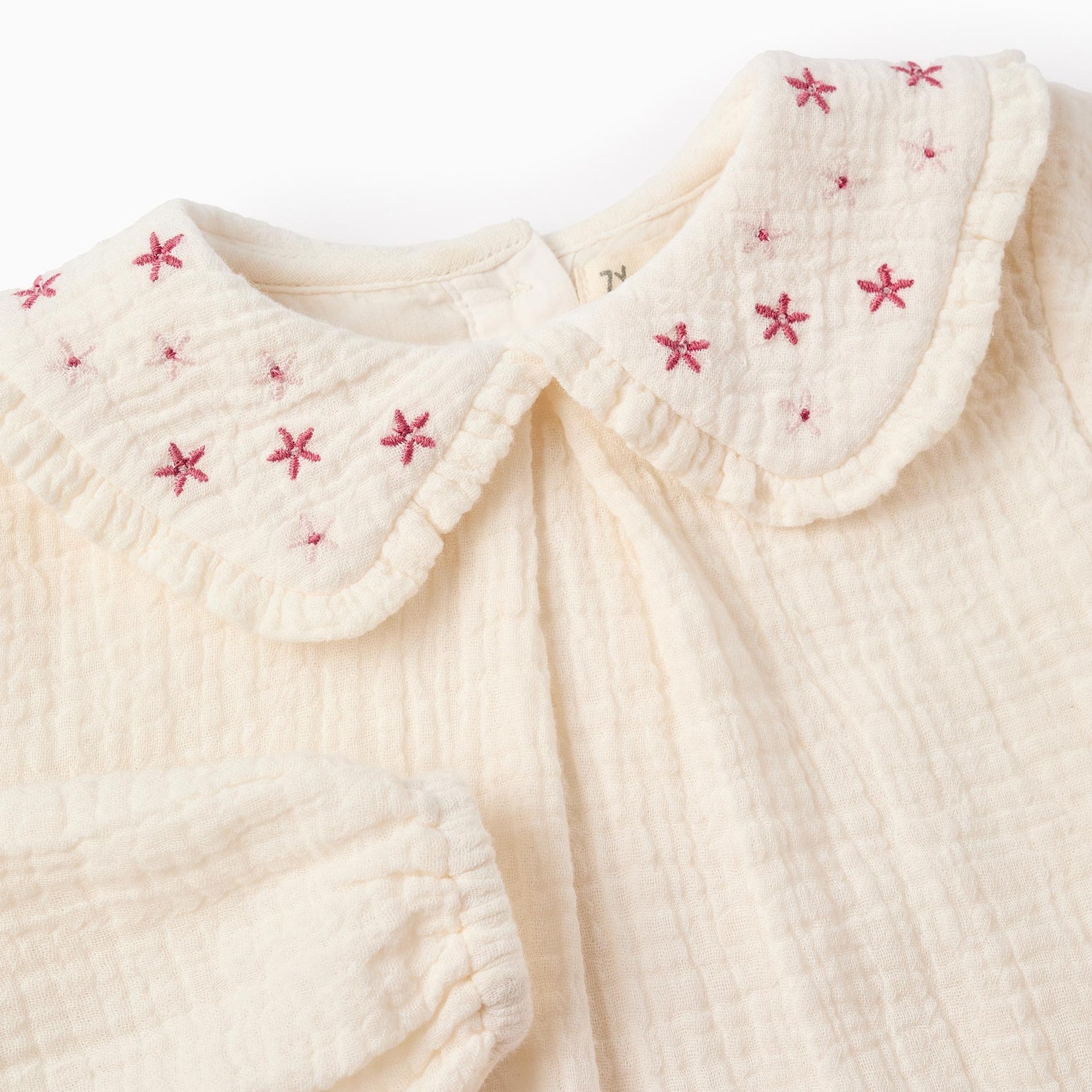 Muslin Tunic With Flowers for Baby Girls, White