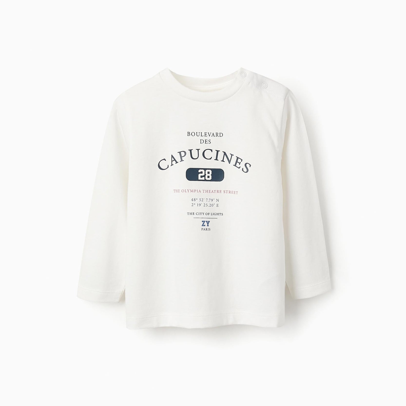 Long-sleeved T-shirt for Baby Boys 'Paris', White
