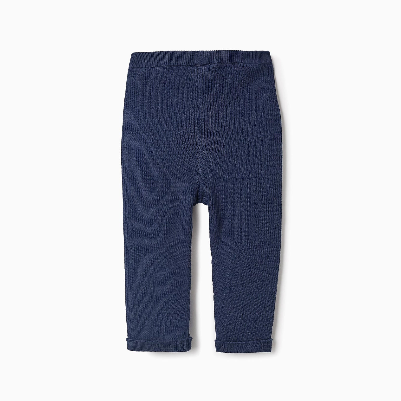 Ribbed Knit Trousers for Baby Girls, Dark Blue