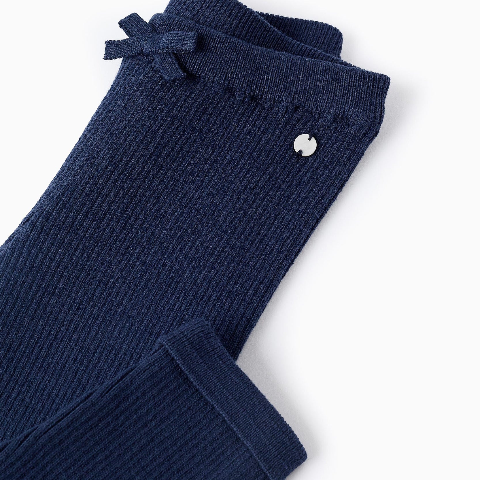 Ribbed Knit Trousers for Baby Girls, Dark Blue