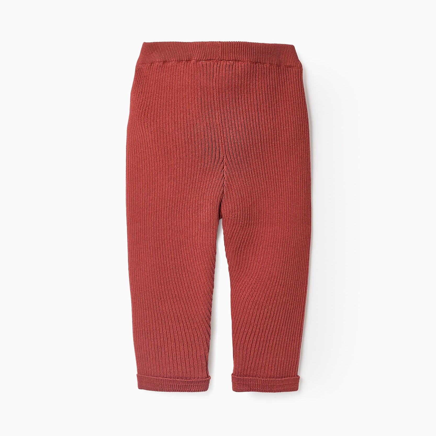 Ribbed Knit Trousers for Baby Girls, Orange