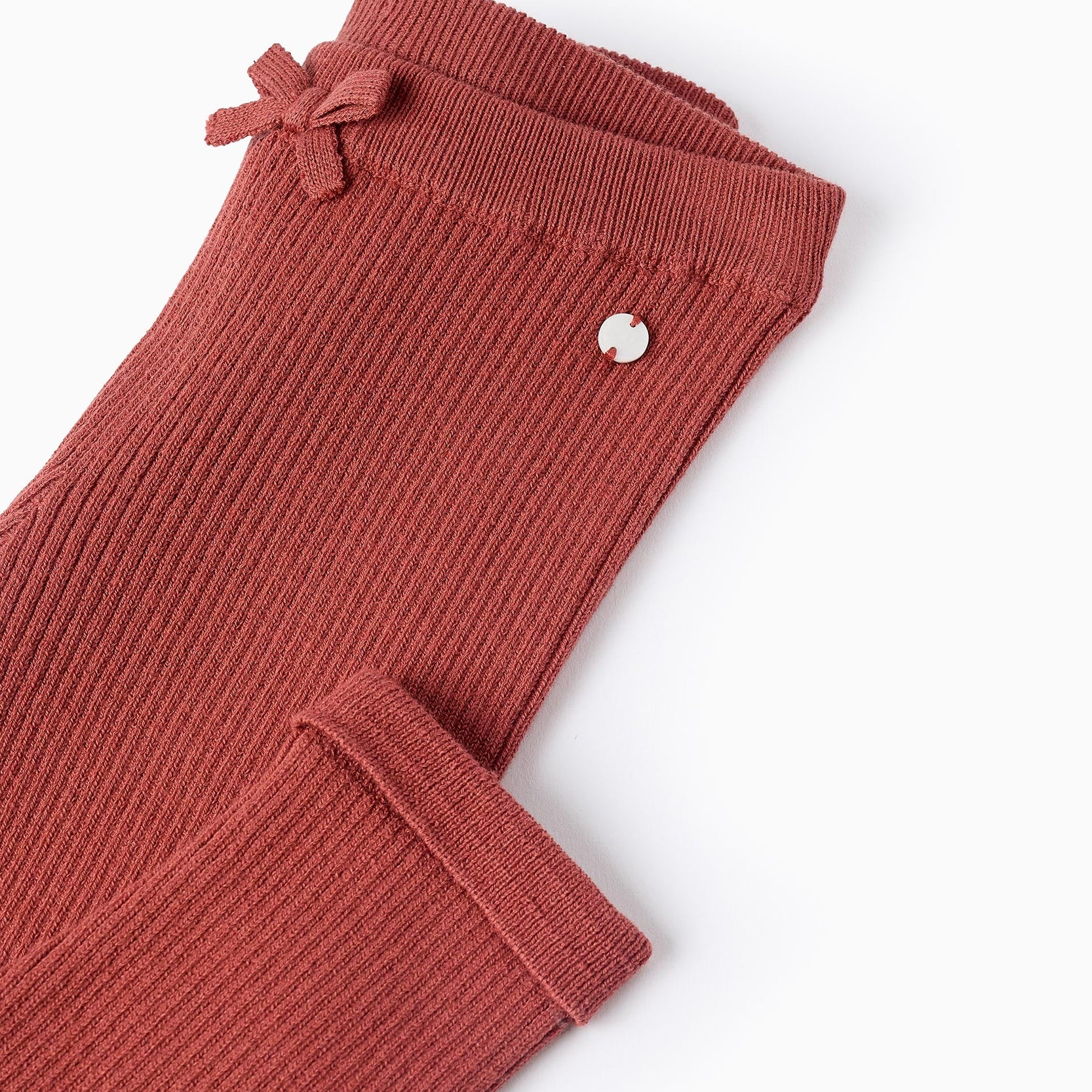 Ribbed Knit Trousers for Baby Girls, Orange