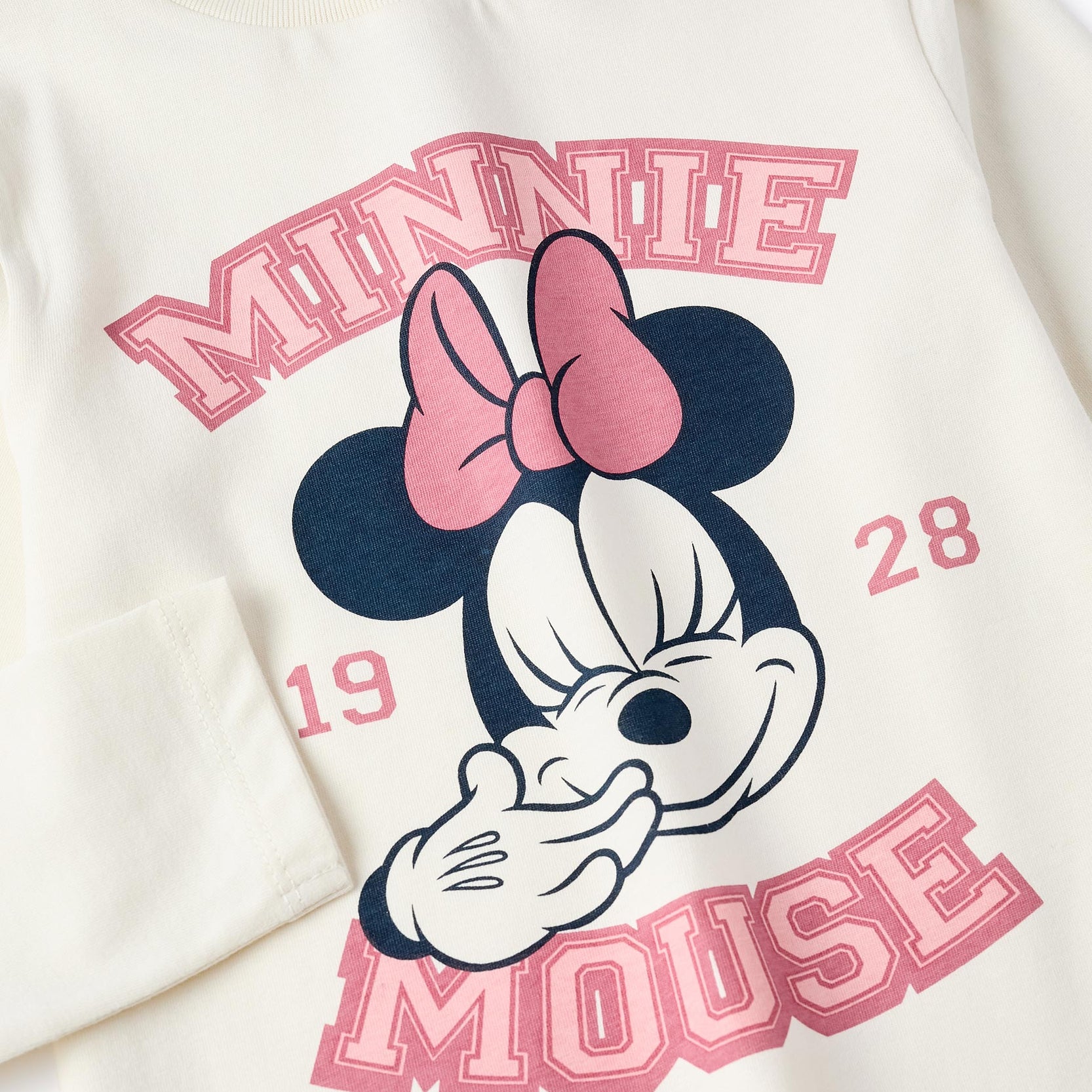 Long-sleeved Cotton T-shirt for Girls 'Minnie', Beige/Pink