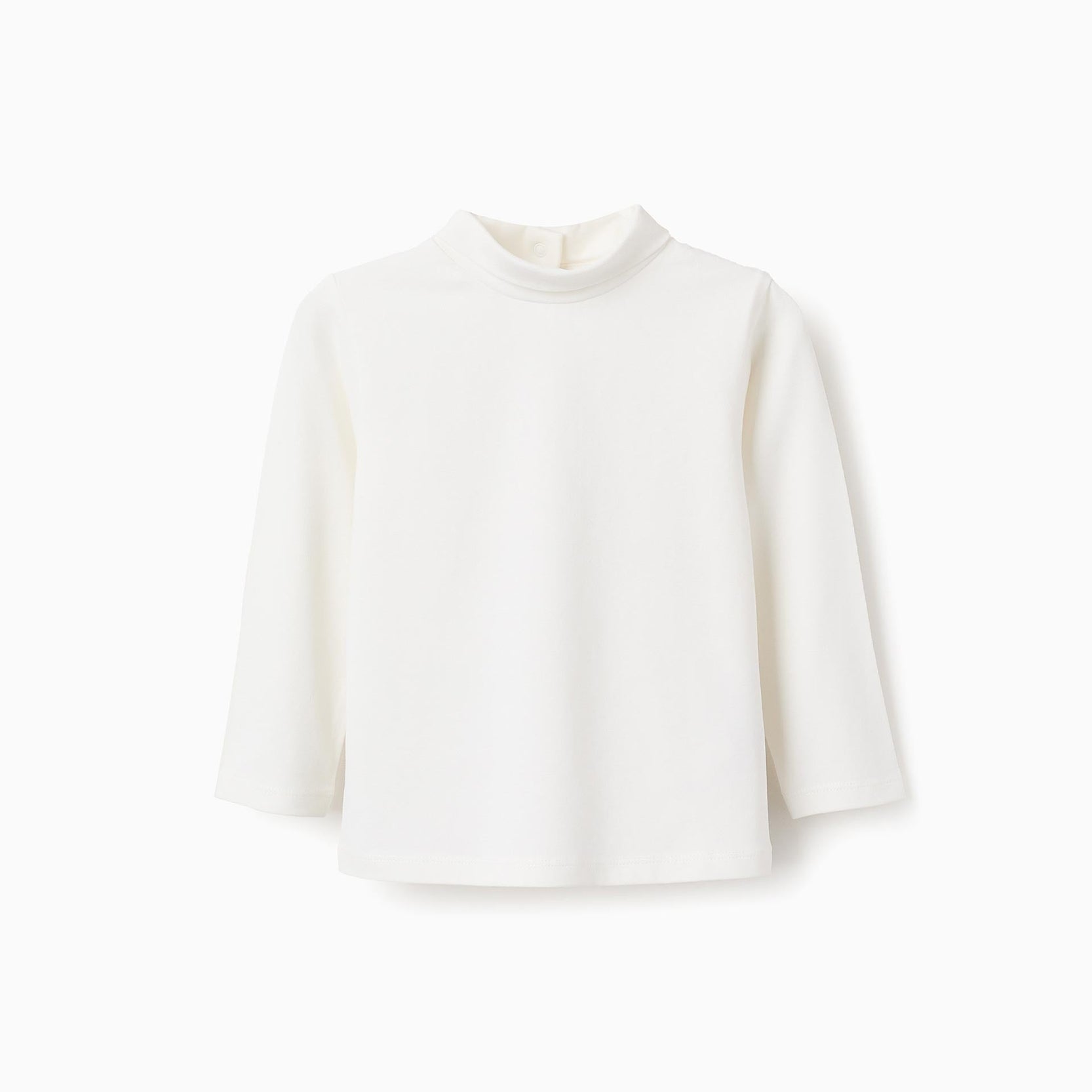 High Neck Long-Sleeved Top for Baby Girls, White