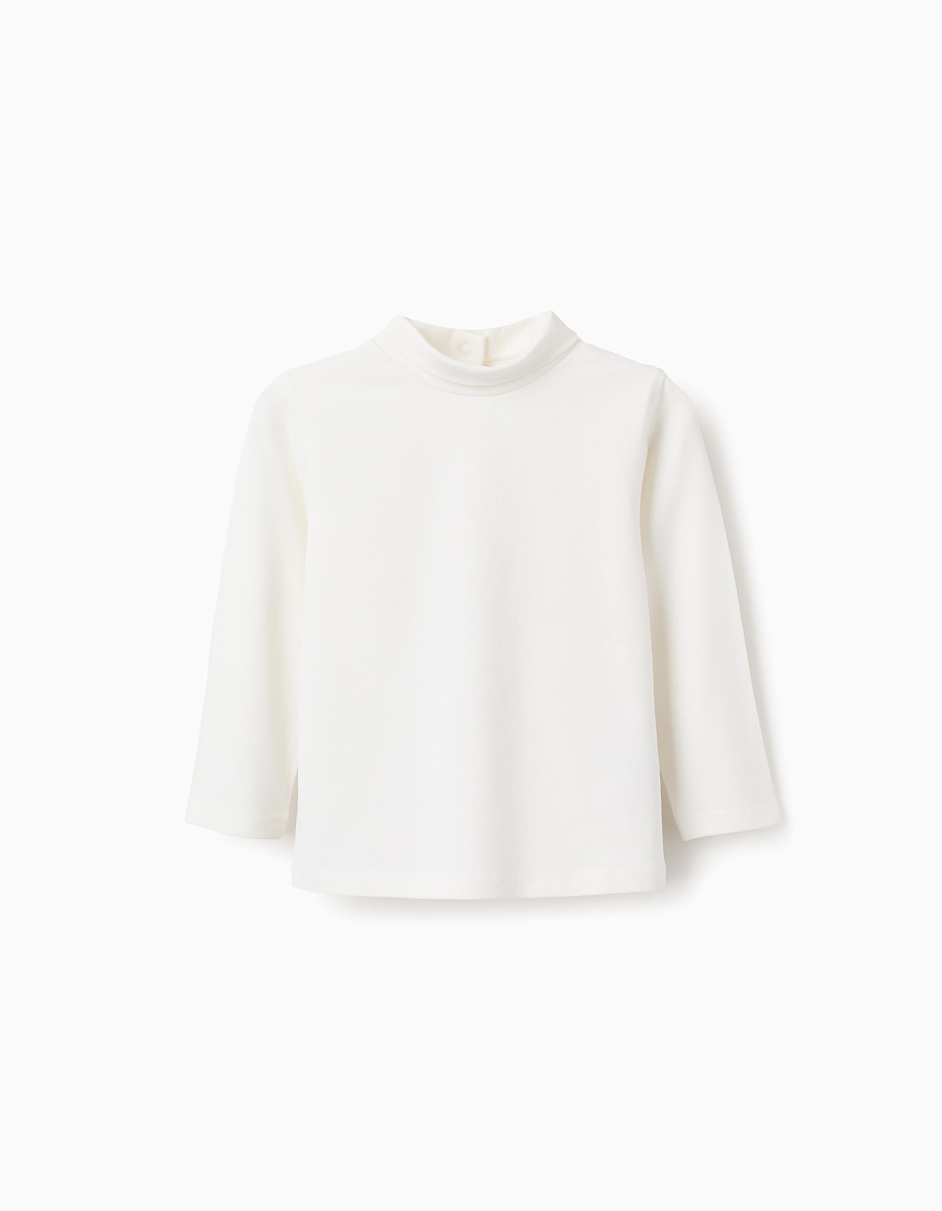 High Neck Long-Sleeved Top for Baby Girls, White