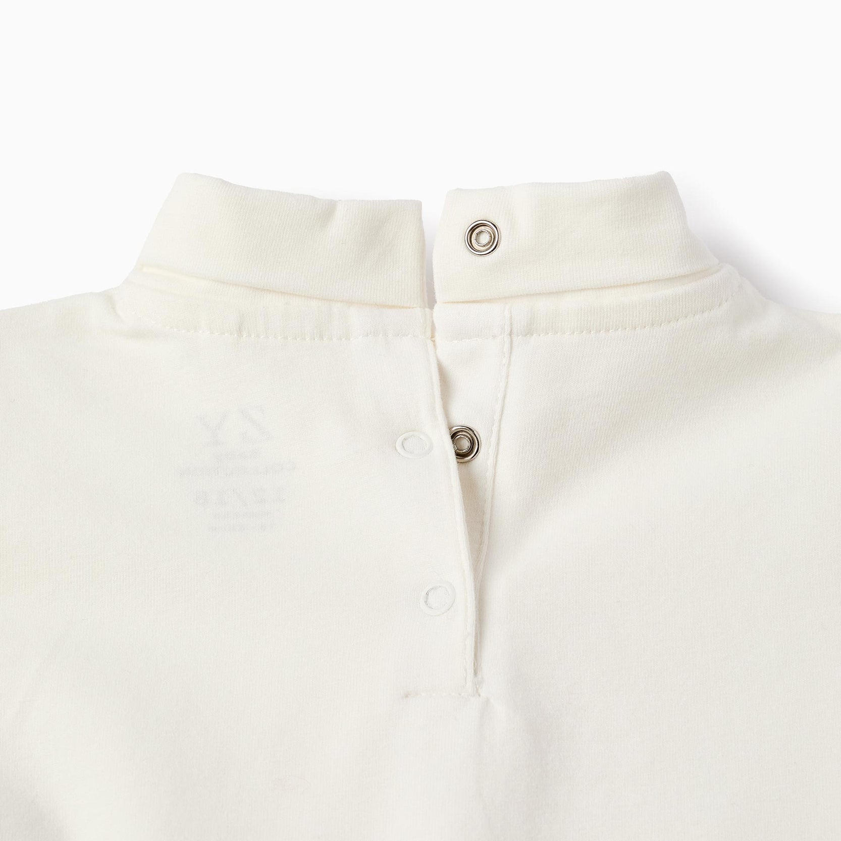 High Neck Long-Sleeved Top for Baby Girls, White