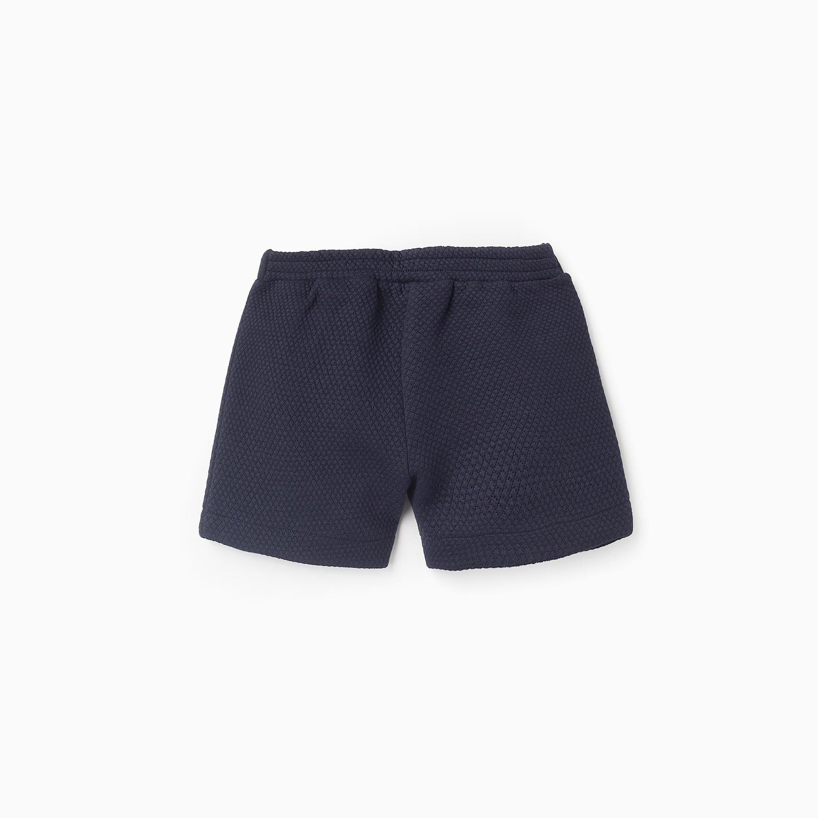 Textured Shorts with Velvet Bow for Baby Girls, Dark Blue