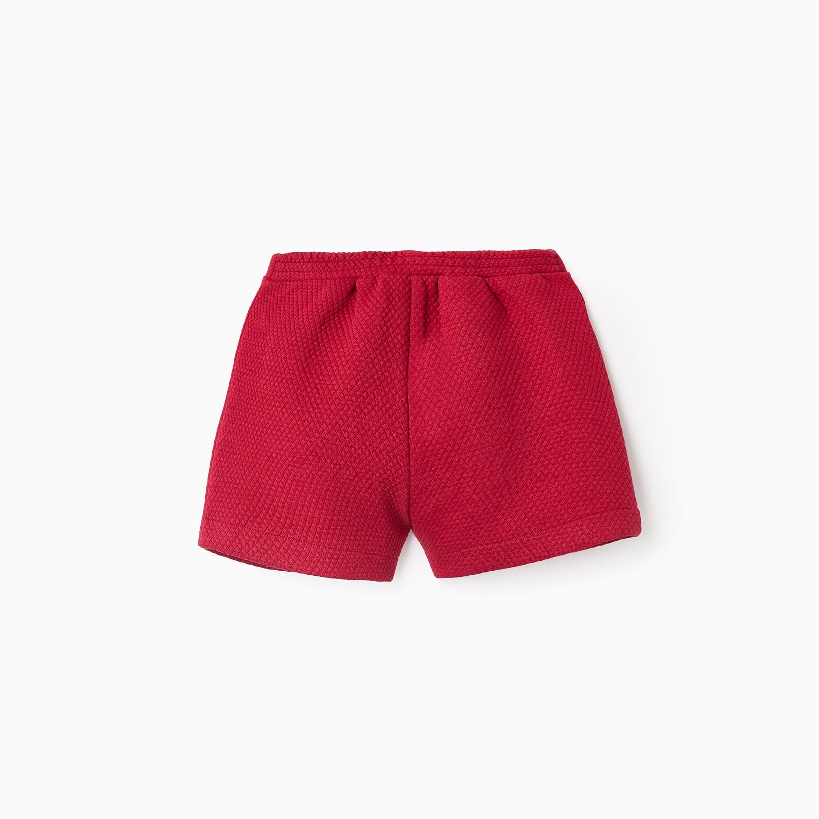 Textured Shorts with Velvet Bow for Baby Girls, Red