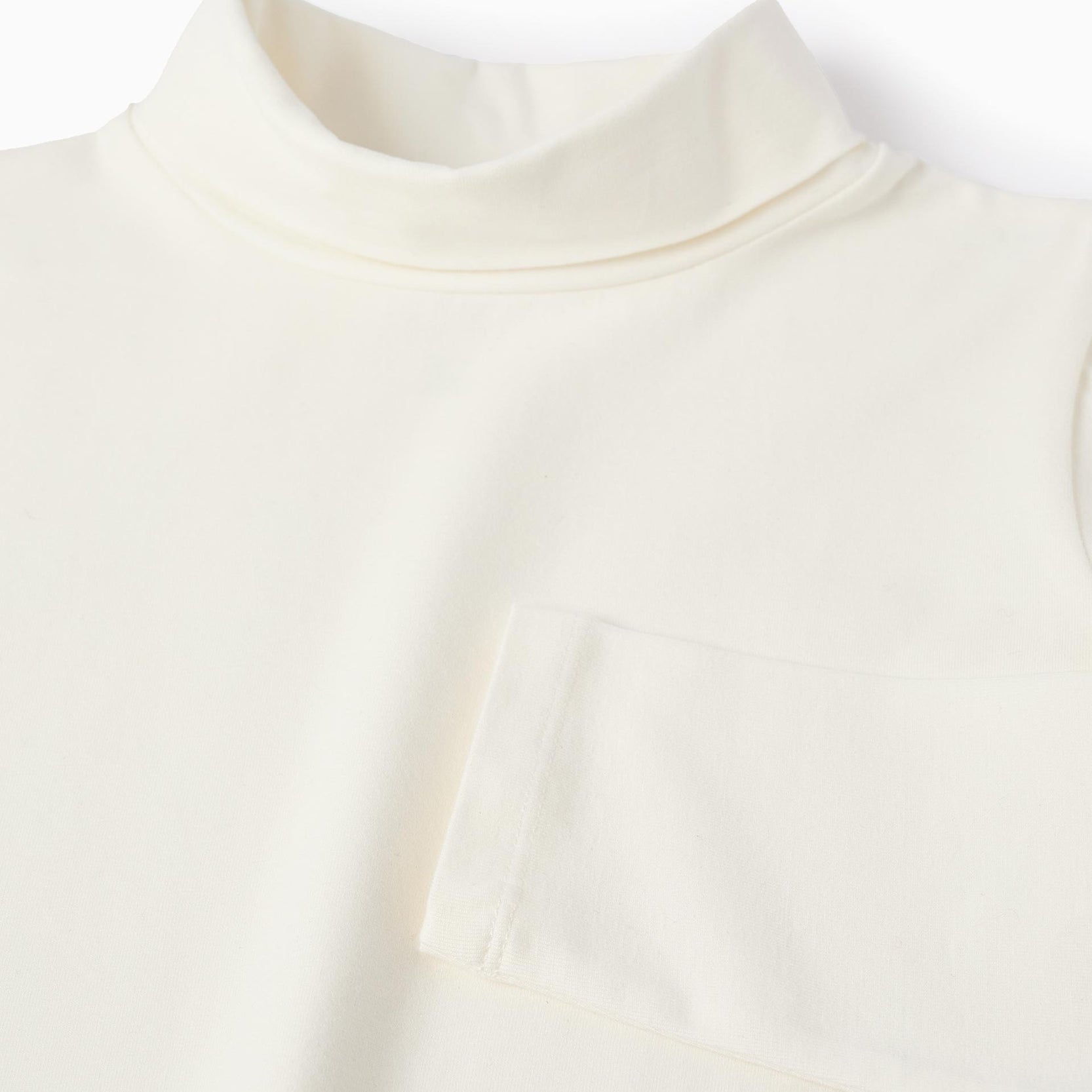 High Neck Long-Sleeved Top for Girls, White