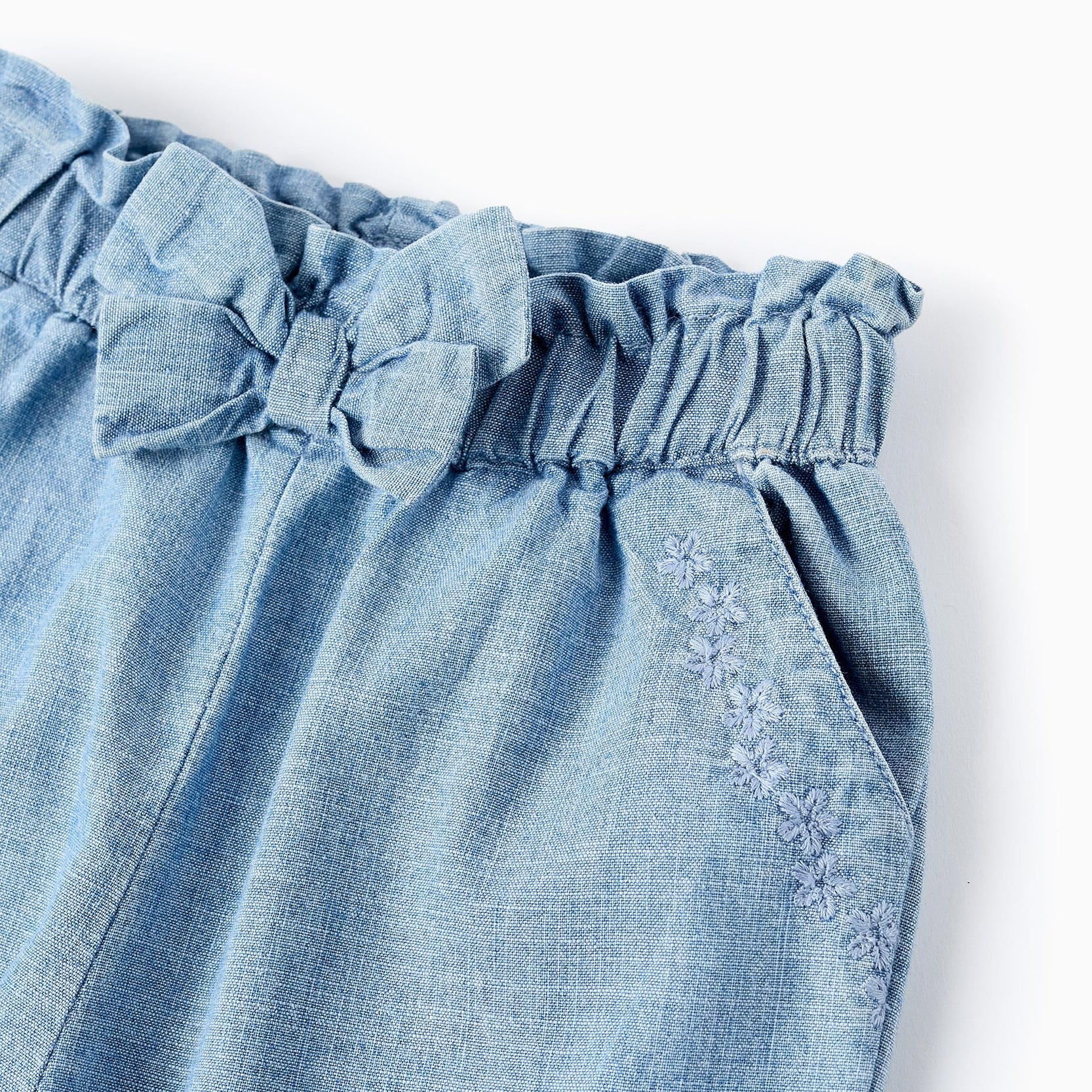 Denim Trousers with Bow for Baby Girls, Blue