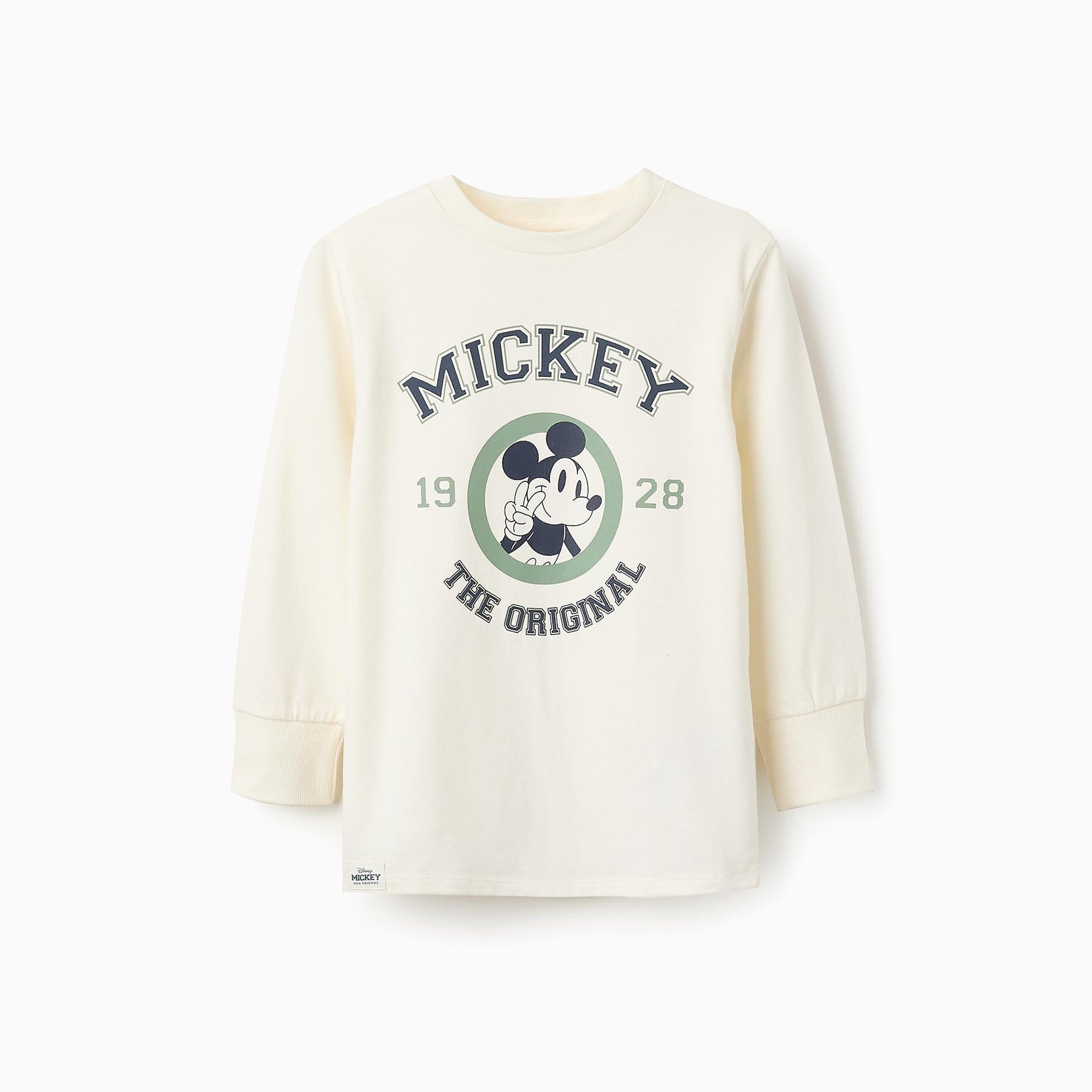 Long-sleeved Cotton T-shirt for Boys 'Mickey', White