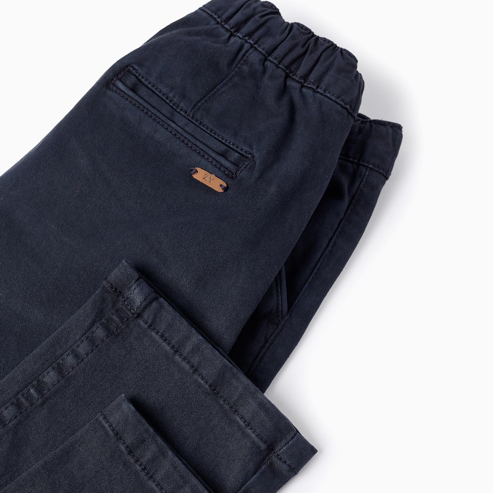 Twill Drawstring Trousers for Boys, Dark Blue