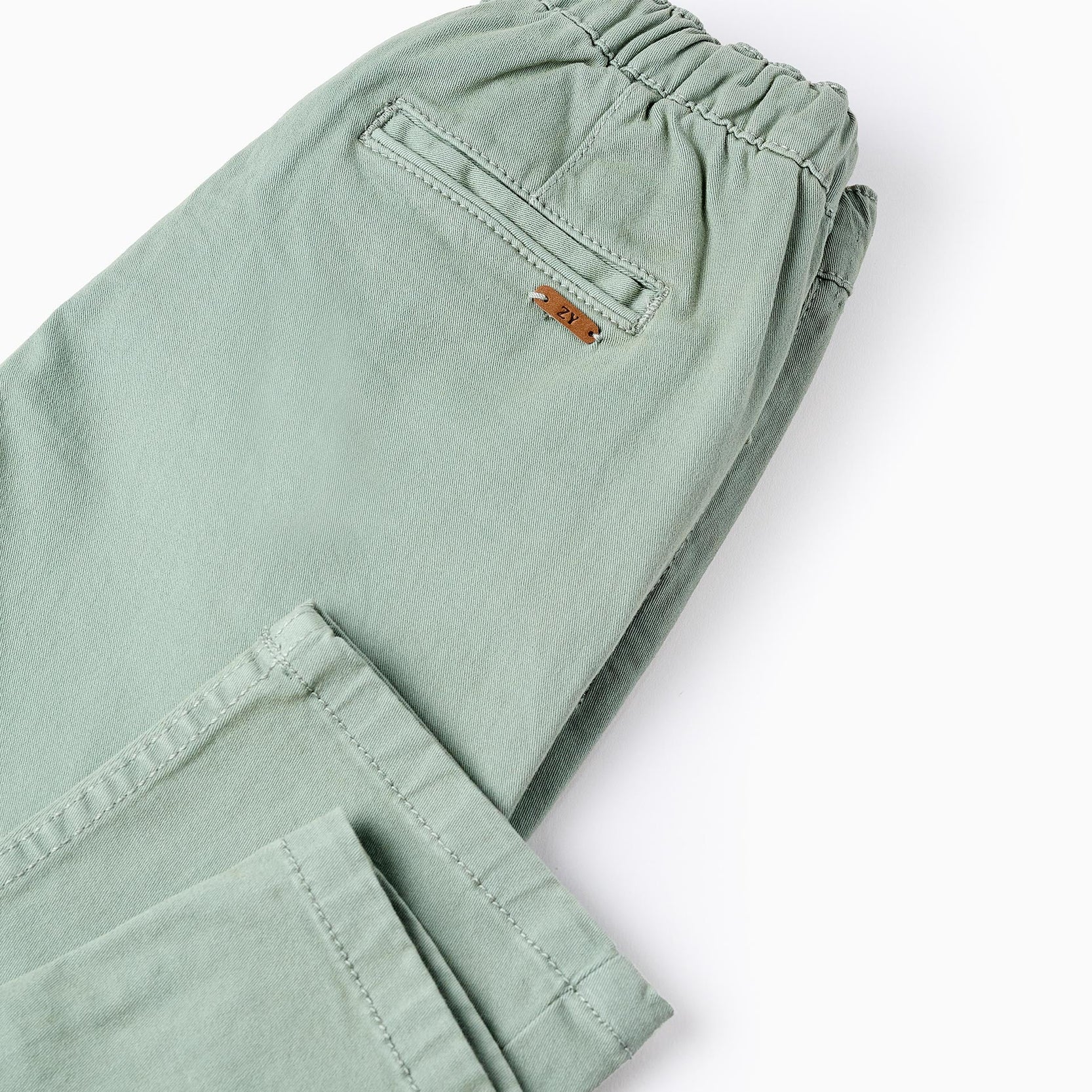 Twill Drawstring Trousers for Boys, Green