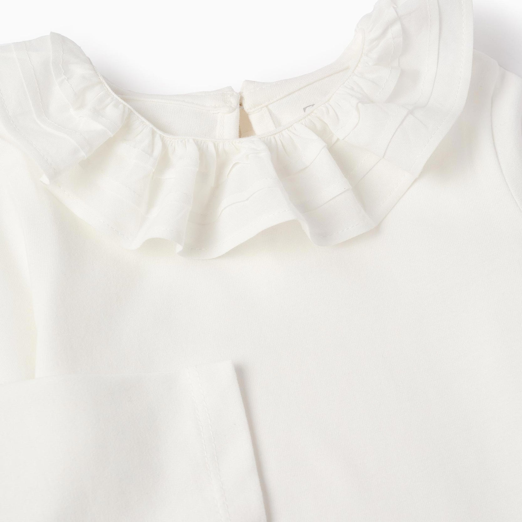 Plain T-shirt with Ruffles for Baby Girls, White