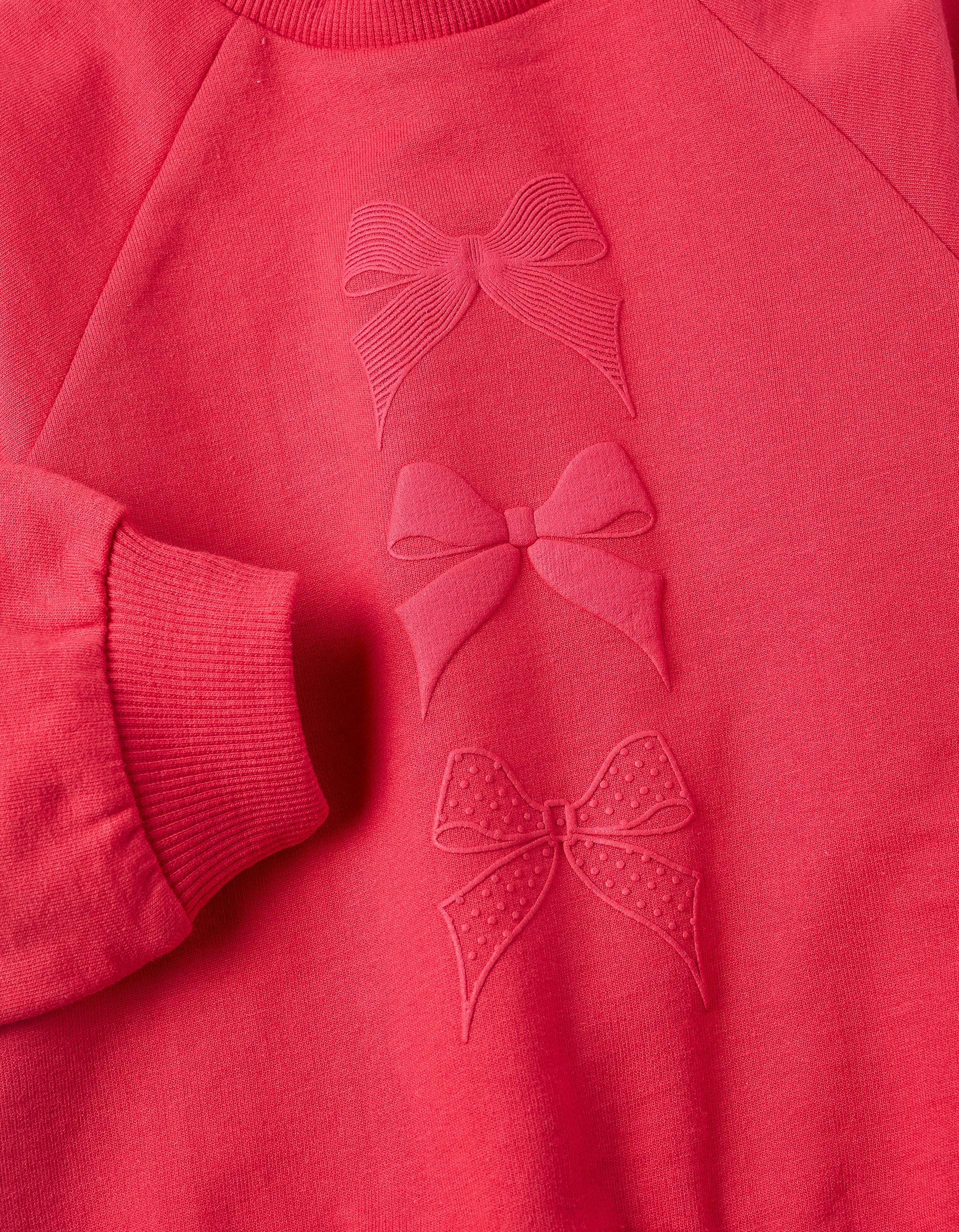 Sweatshirt with Embossed Print for Baby Girls, Red