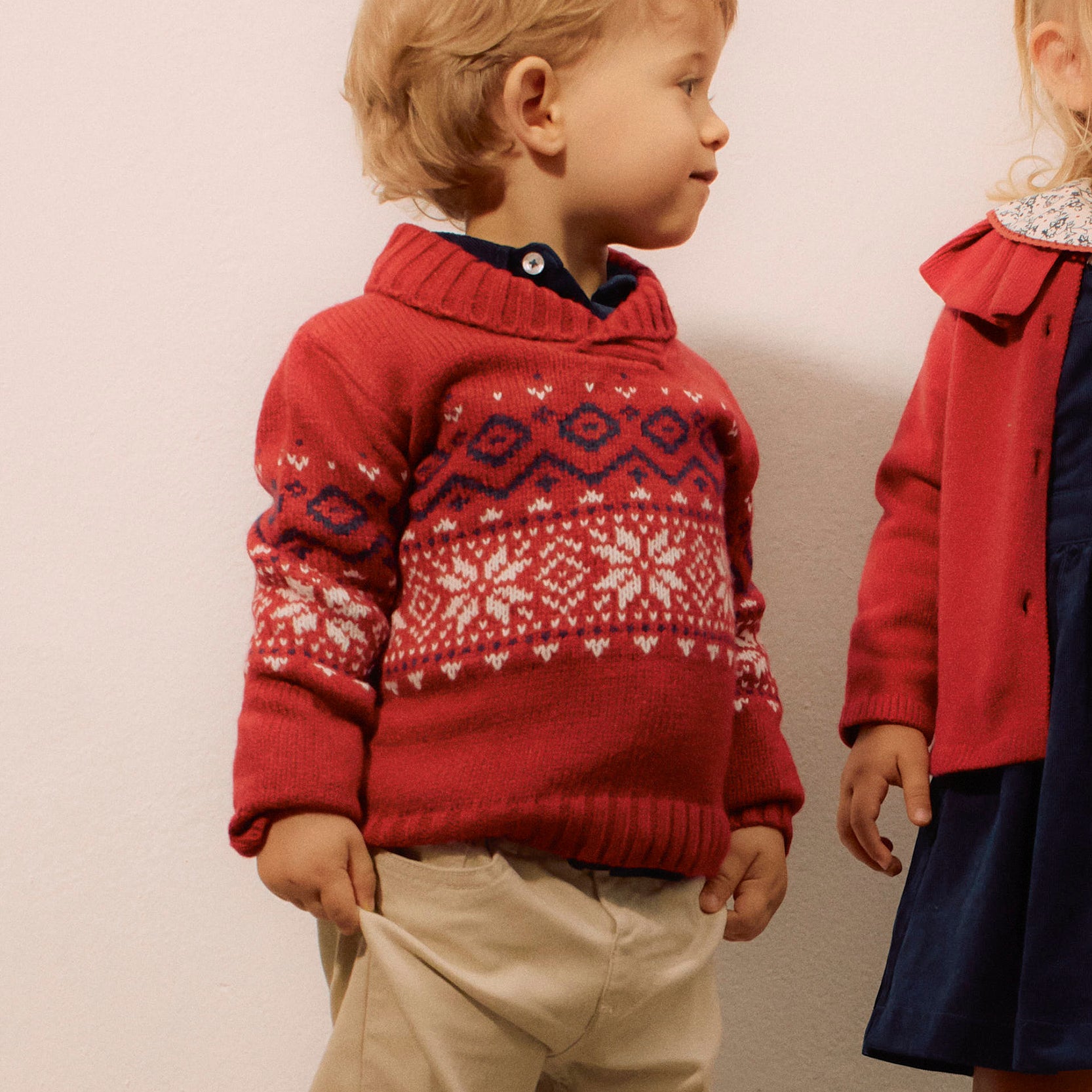 Jumper with Shawl Collar for Baby Boys, Red