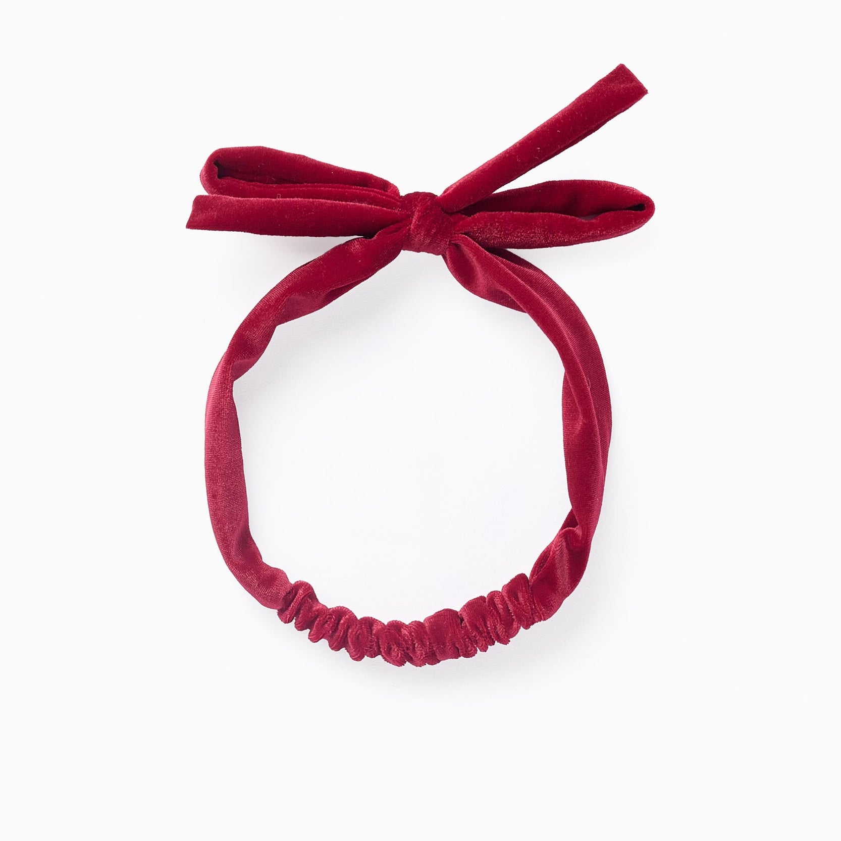 Velvet Hair Headband with Bow for Baby and Girls, Burgundy