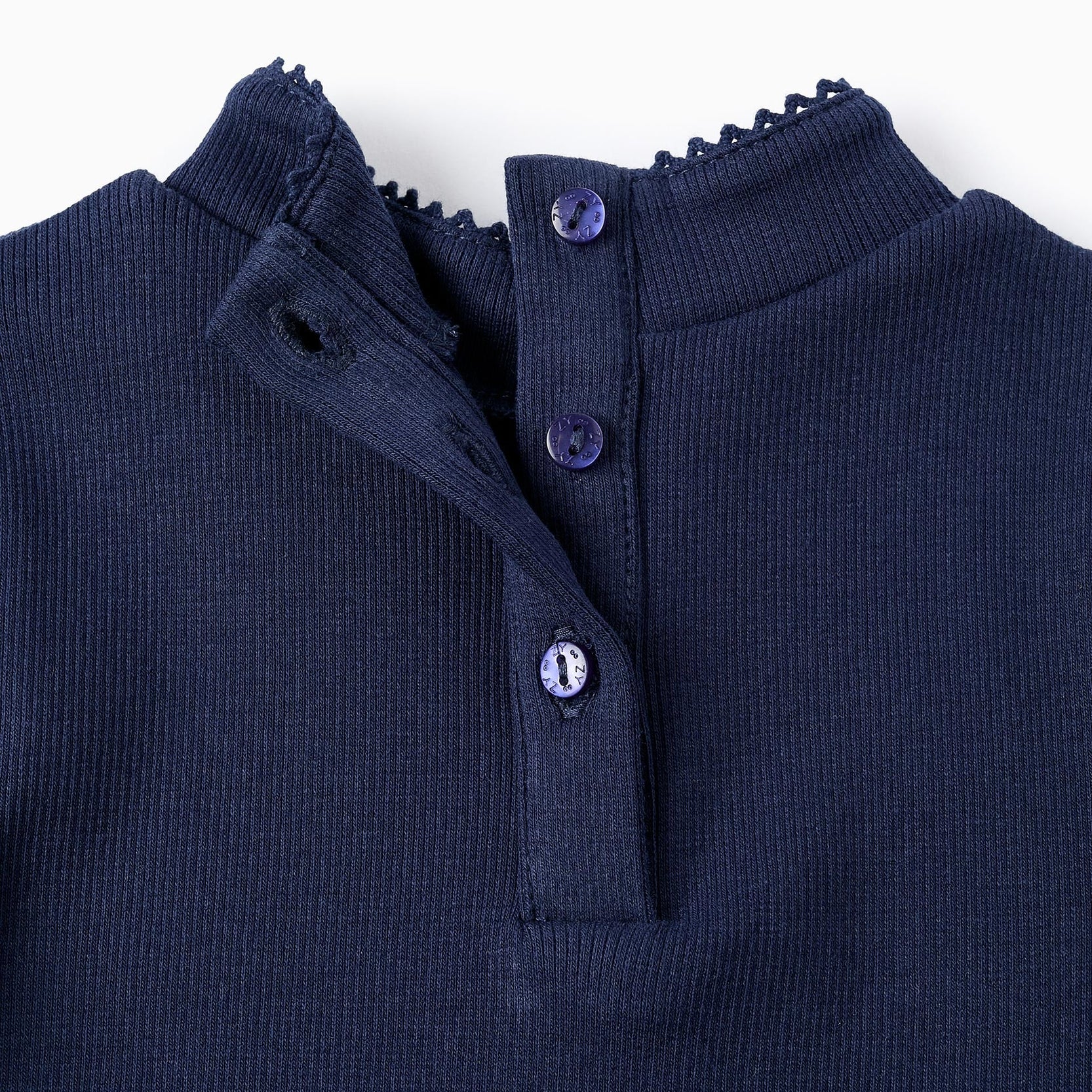 Ribbed Mock Turtleneck Jumper for Baby Girls, Dark Blue