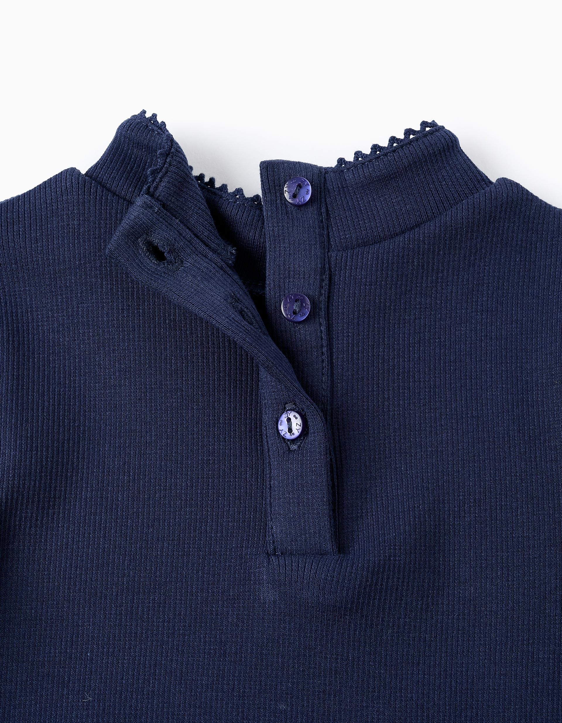 Ribbed Mock Turtleneck Jumper for Baby Girls, Dark Blue