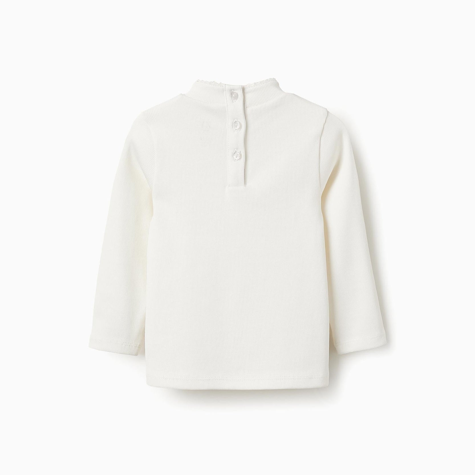 Ribbed Mock Turtleneck Jumper for Baby Girls, White