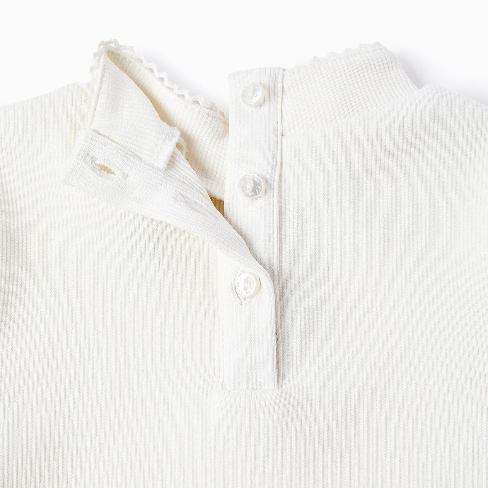 Ribbed Mock Turtleneck Jumper for Baby Girls, White