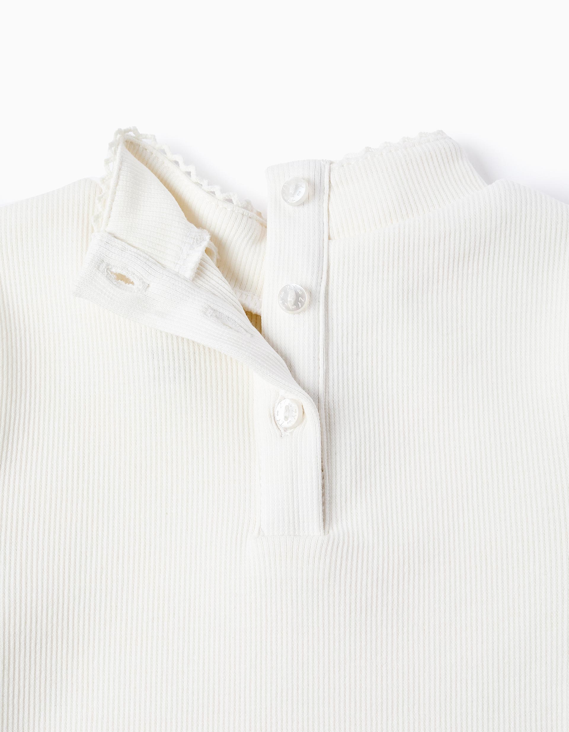 Ribbed Mock Turtleneck Jumper for Baby Girls, White