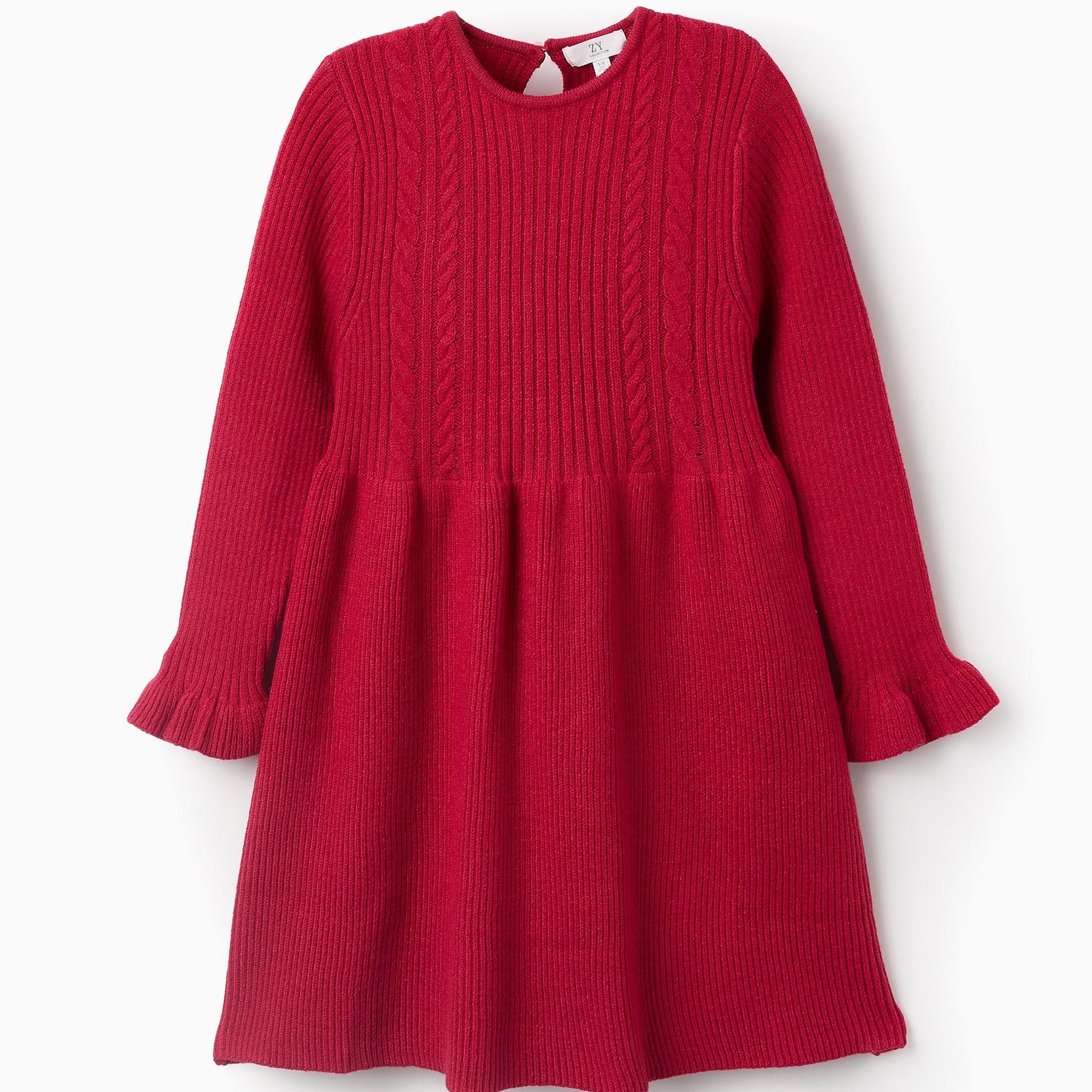 Ribbed Dress for Girls, Red