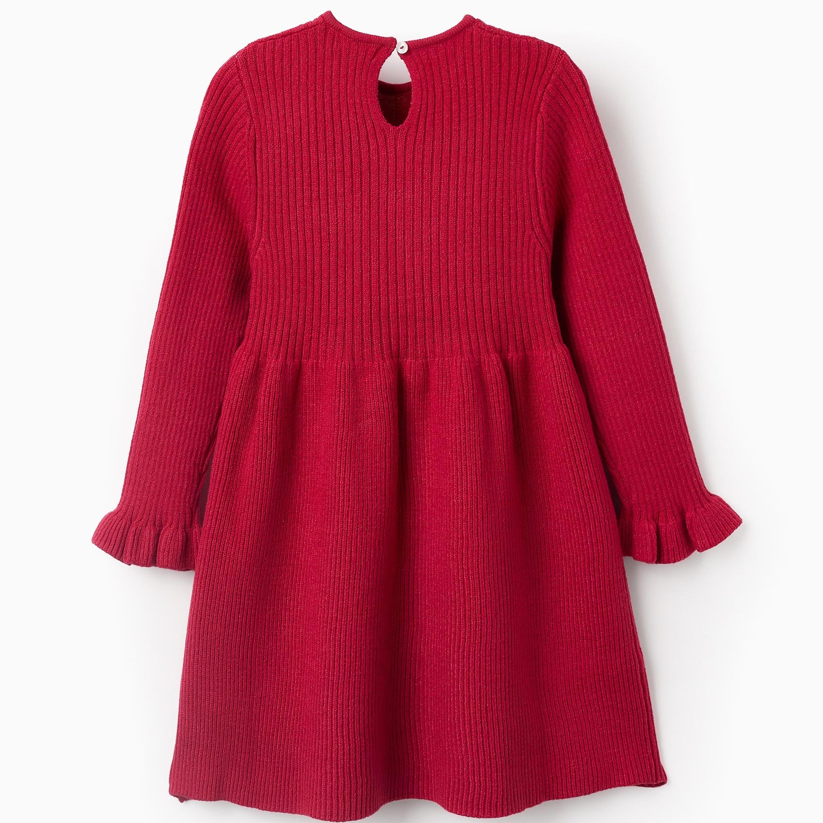 Ribbed Dress for Girls, Red