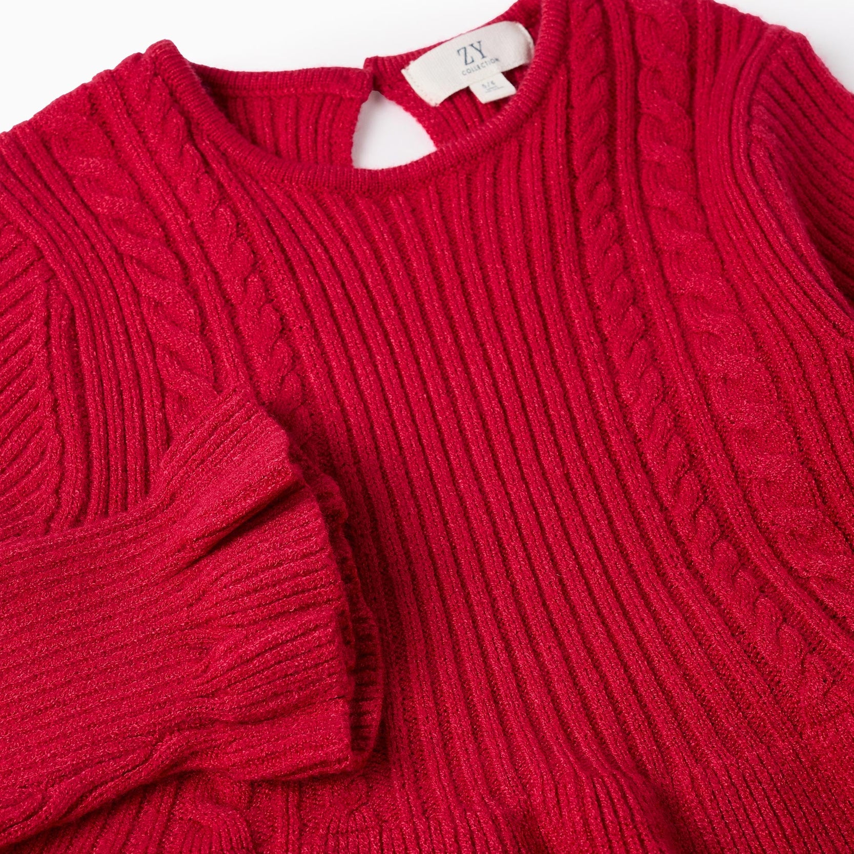 Ribbed Dress for Girls, Red