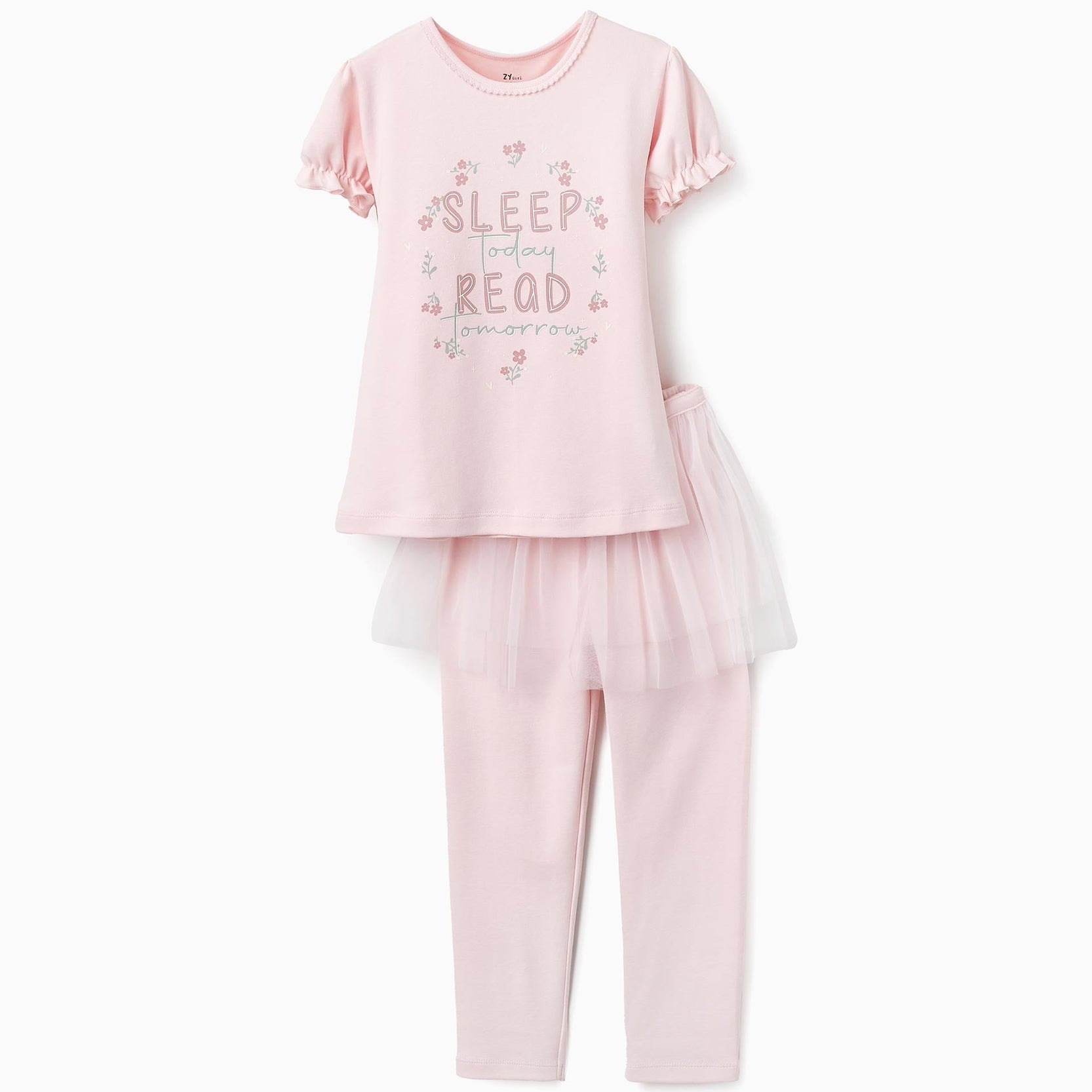 Glow in the Dark Pyjama with Tulle Skirt for Girls 'Sleep', Pink
