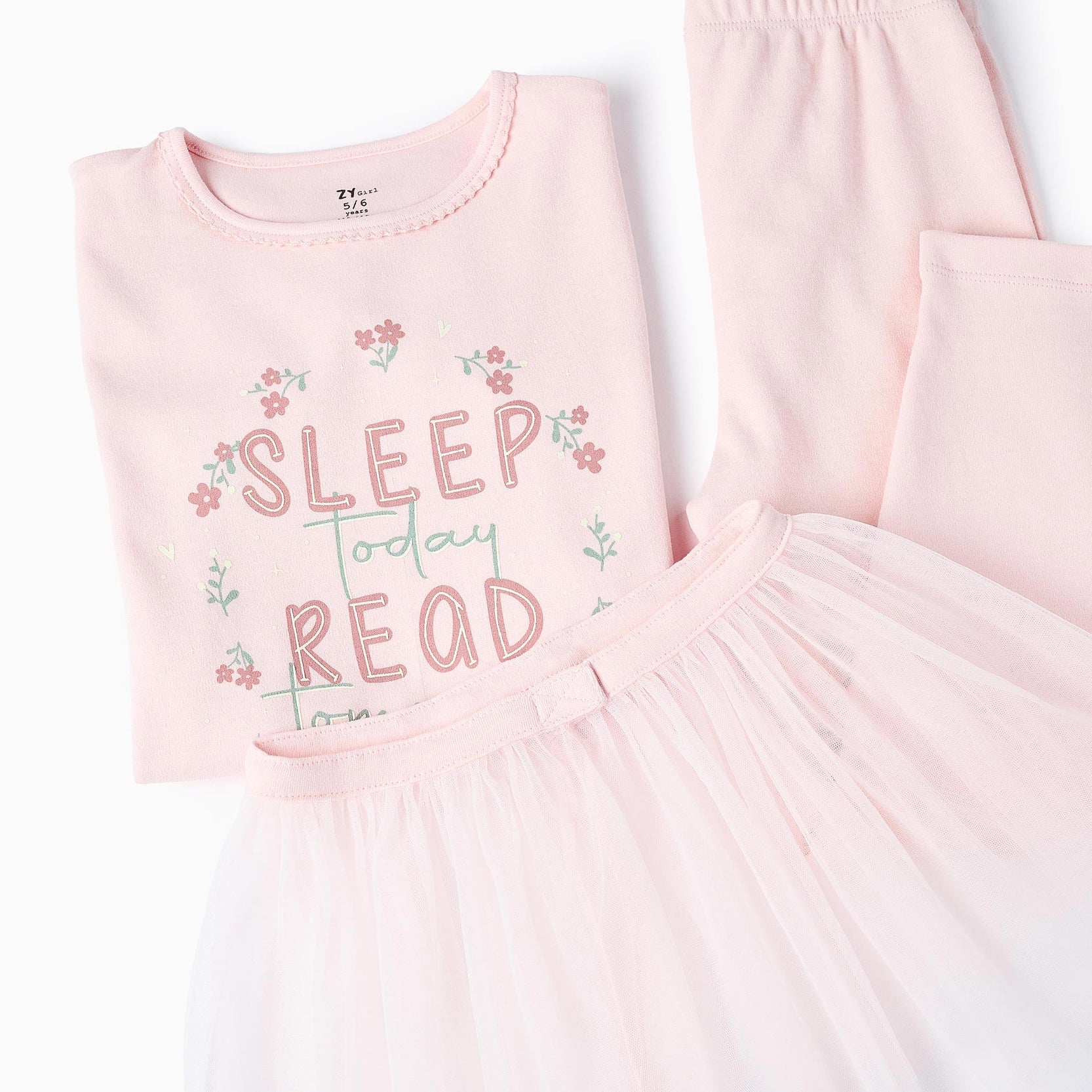 Glow in the Dark Pyjama with Tulle Skirt for Girls 'Sleep', Pink