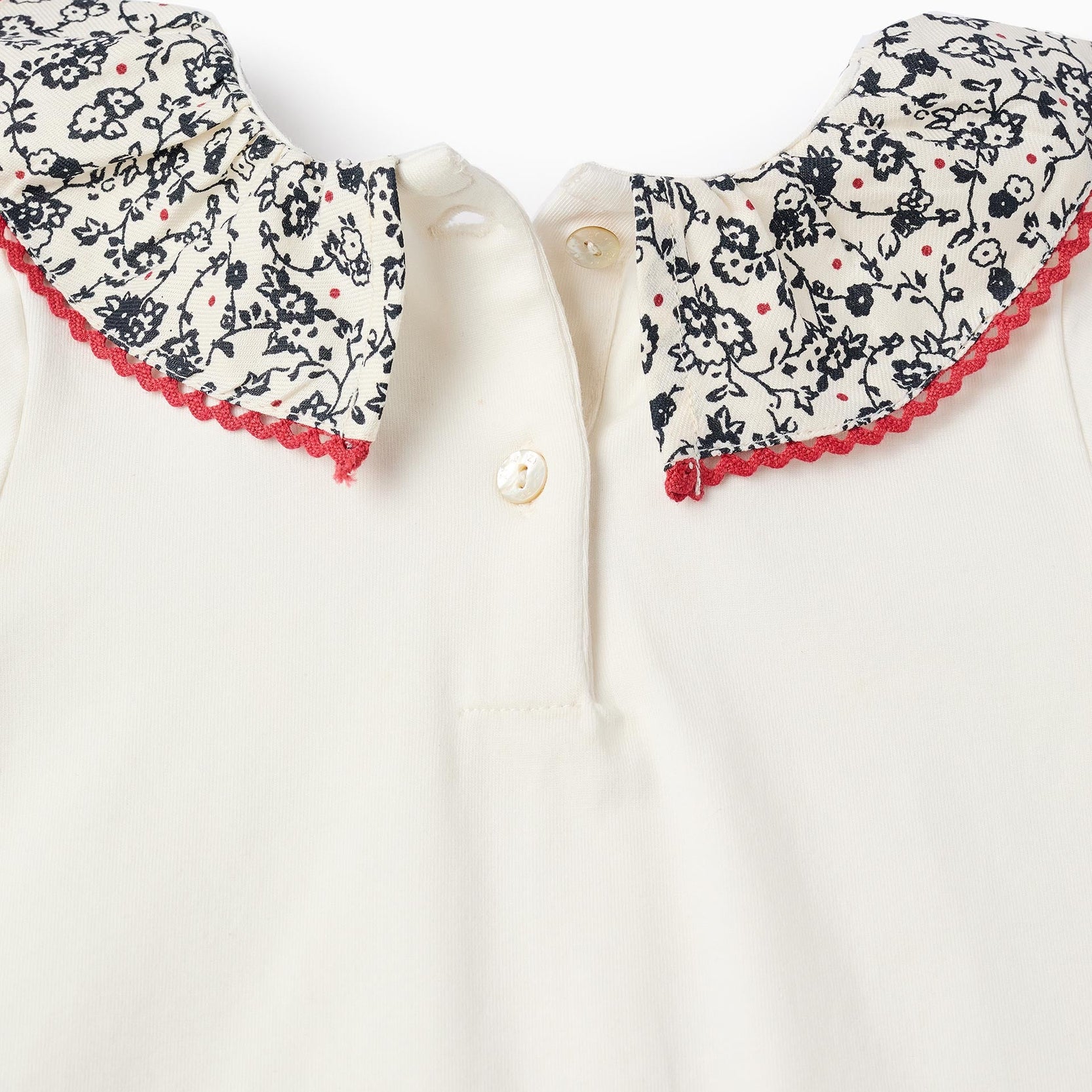 Blouse + Shorts Floral for Baby Girls, White/Navy Blue