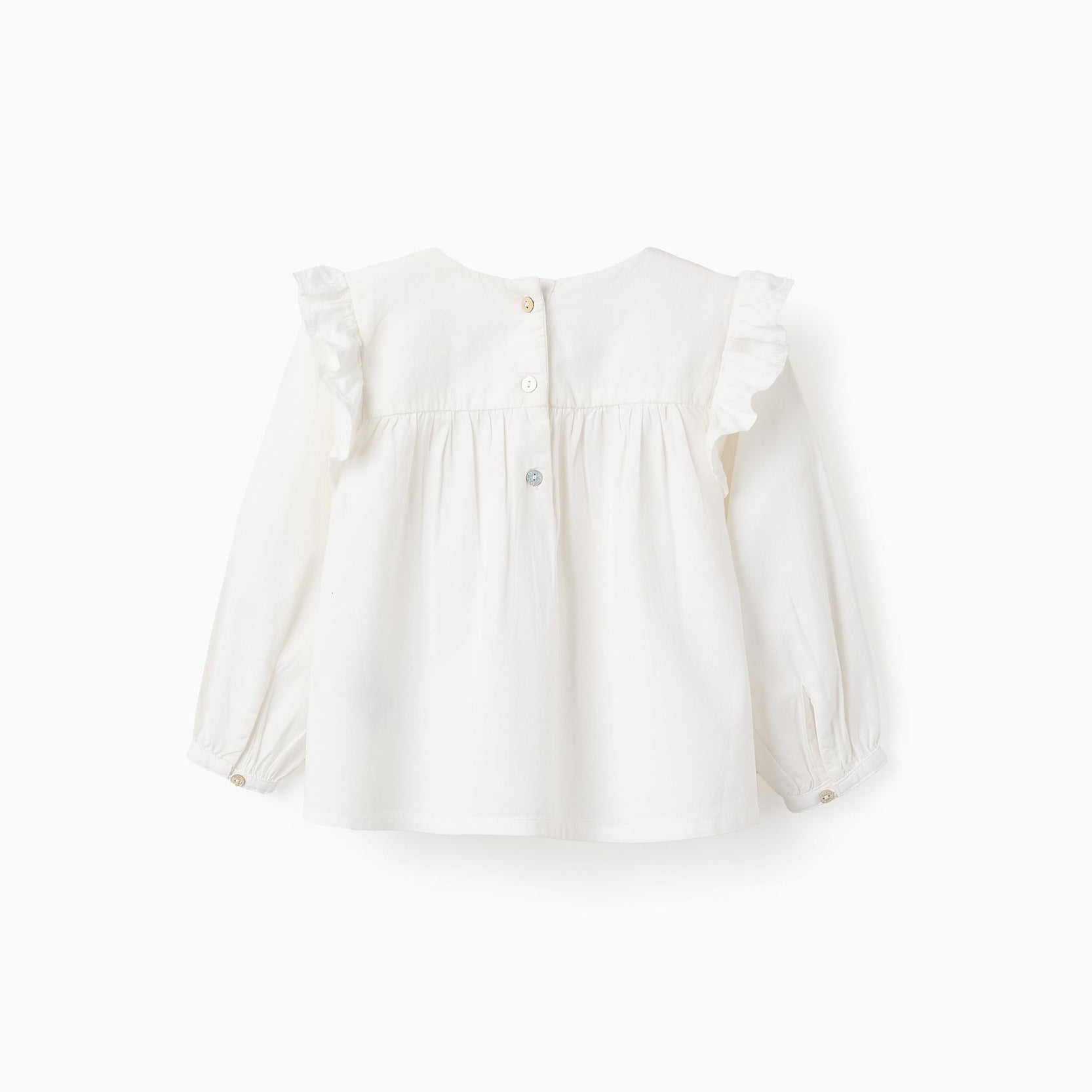 Tunic with Flower Embroideries for Baby Girls, White