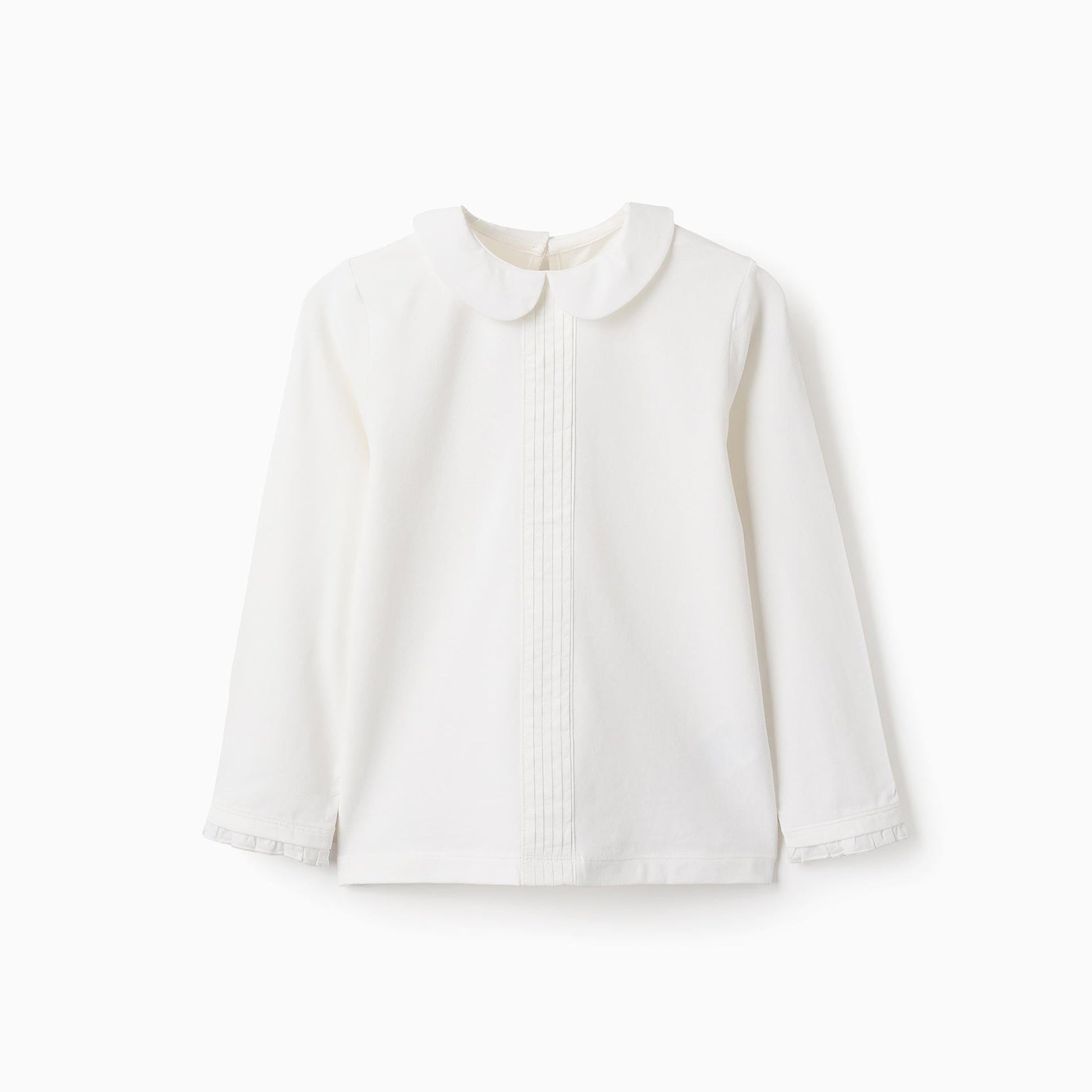 T-shirt with Pleats and Ruffles for Girls, White
