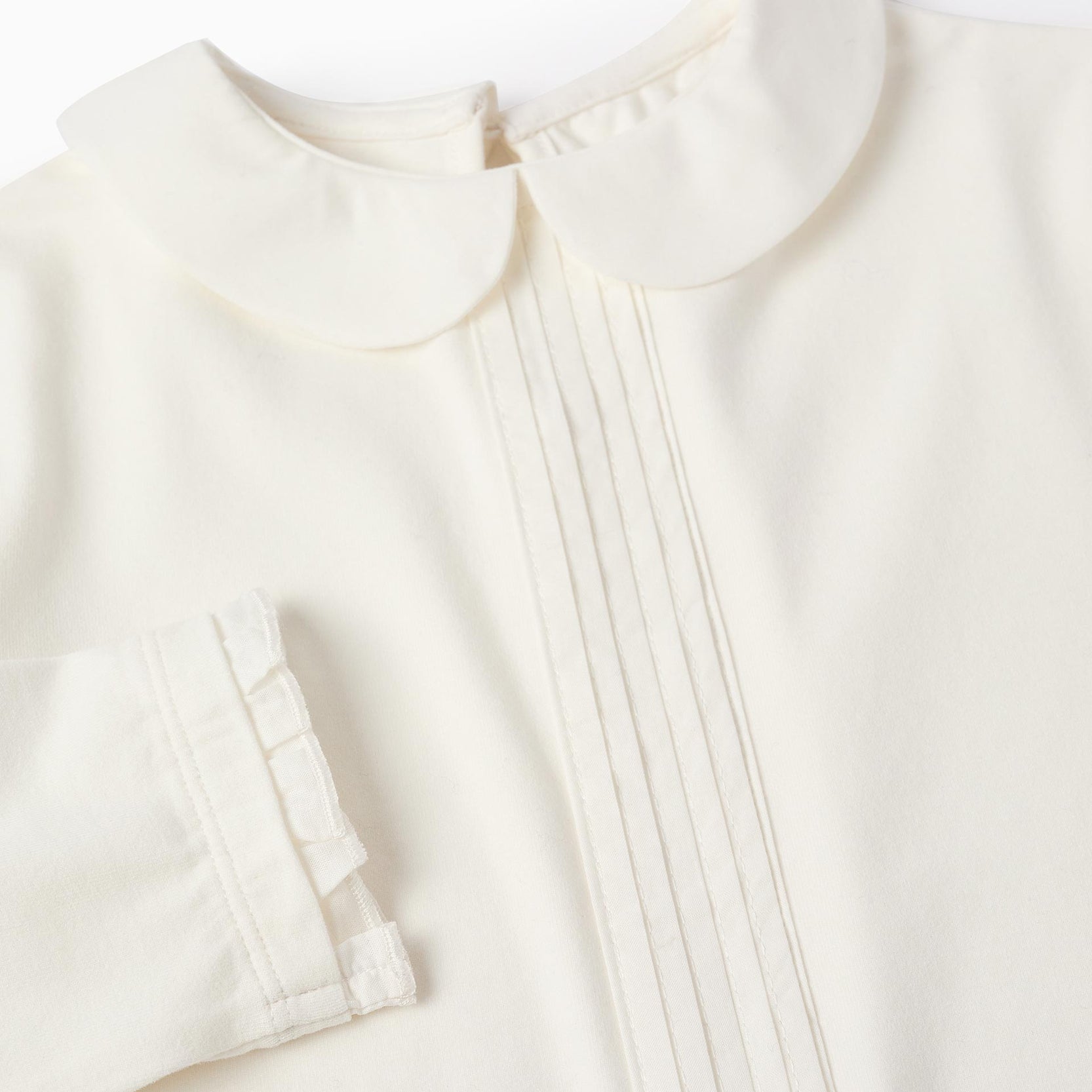 T-shirt with Pleats and Ruffles for Girls, White