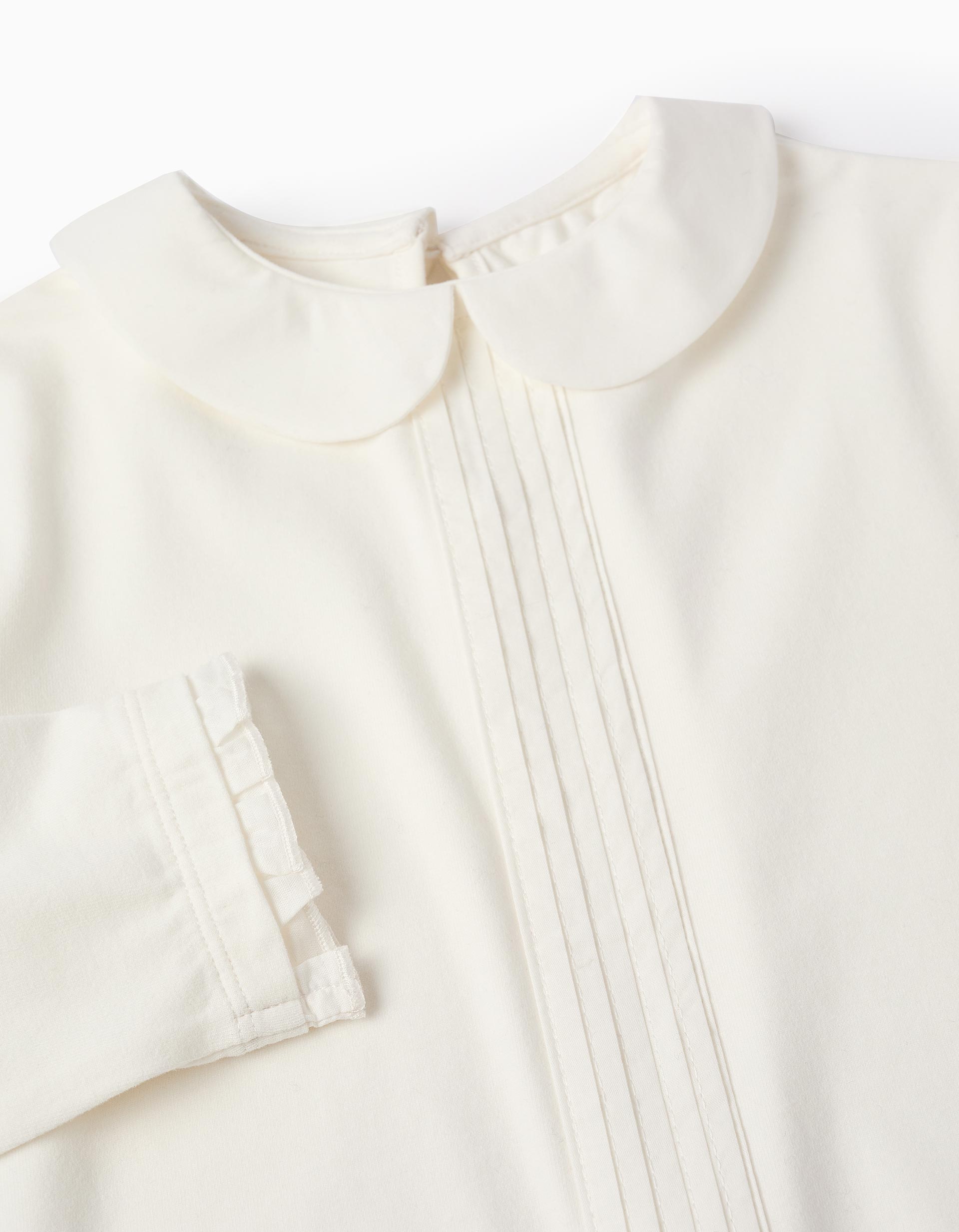 T-shirt with Pleats and Ruffles for Girls, White