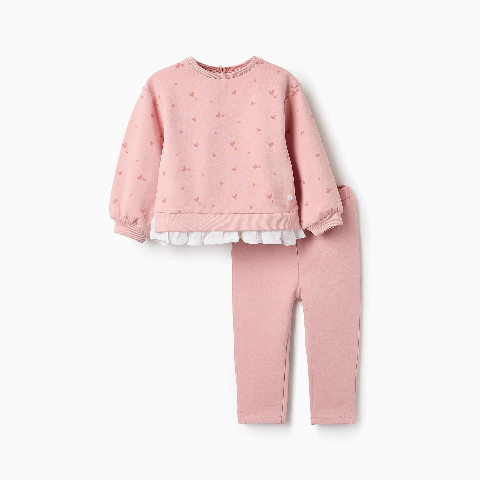 Sweatshirt + Trousers for Baby Girls 'Hearts', Pink