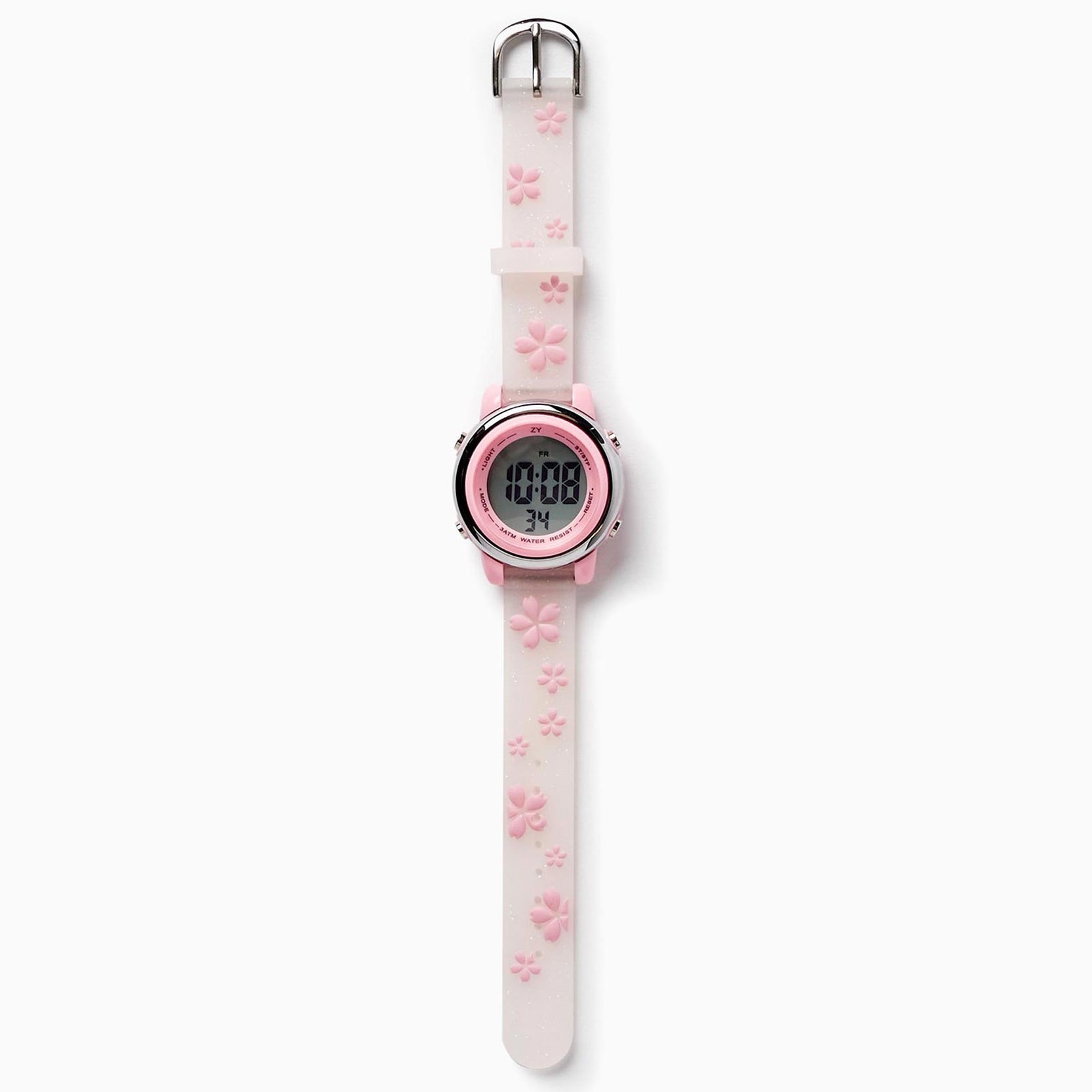 Digital Watch for Girls 'Flowers', Pink/Transparent