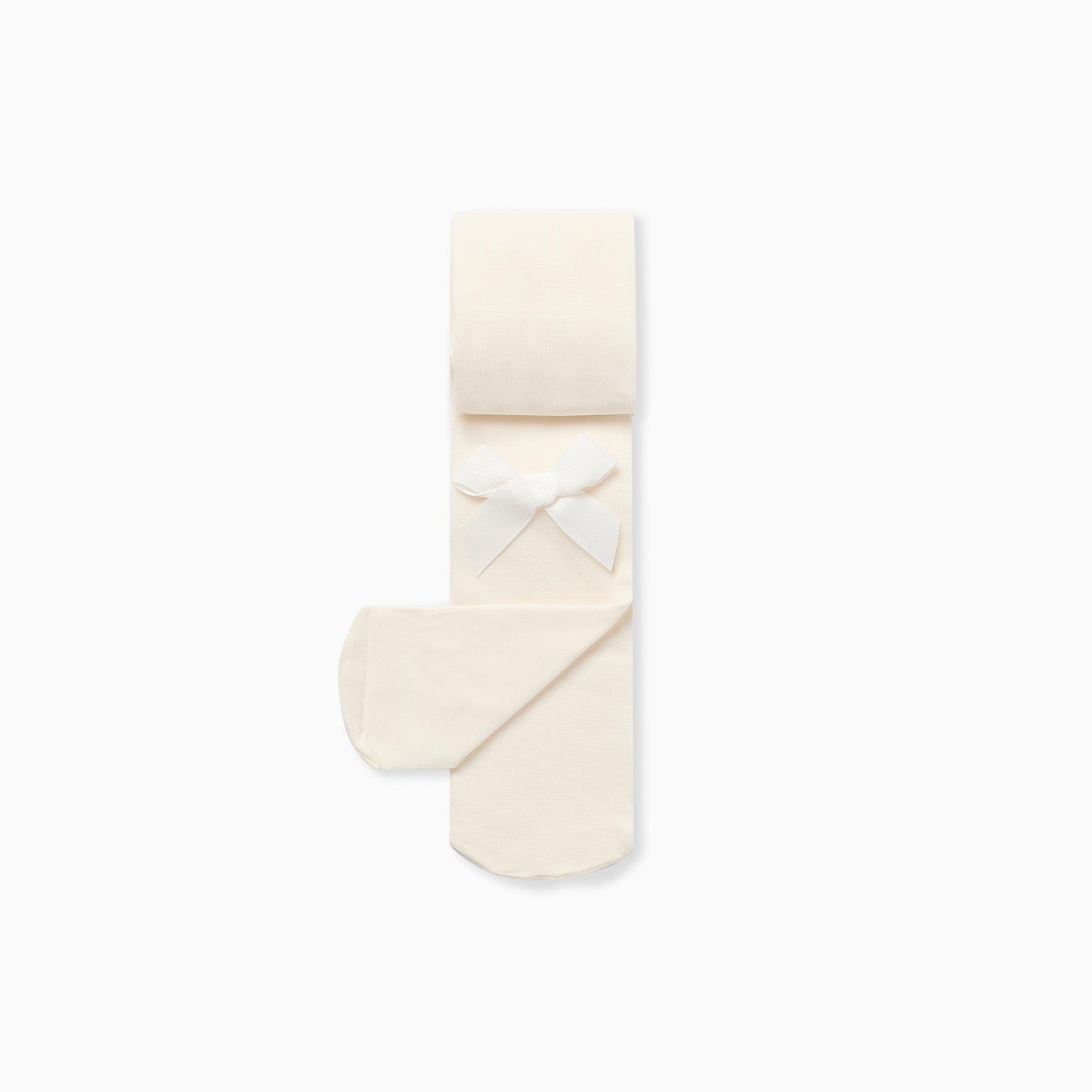 Microfiber Tights with Bow for Baby Girls, White