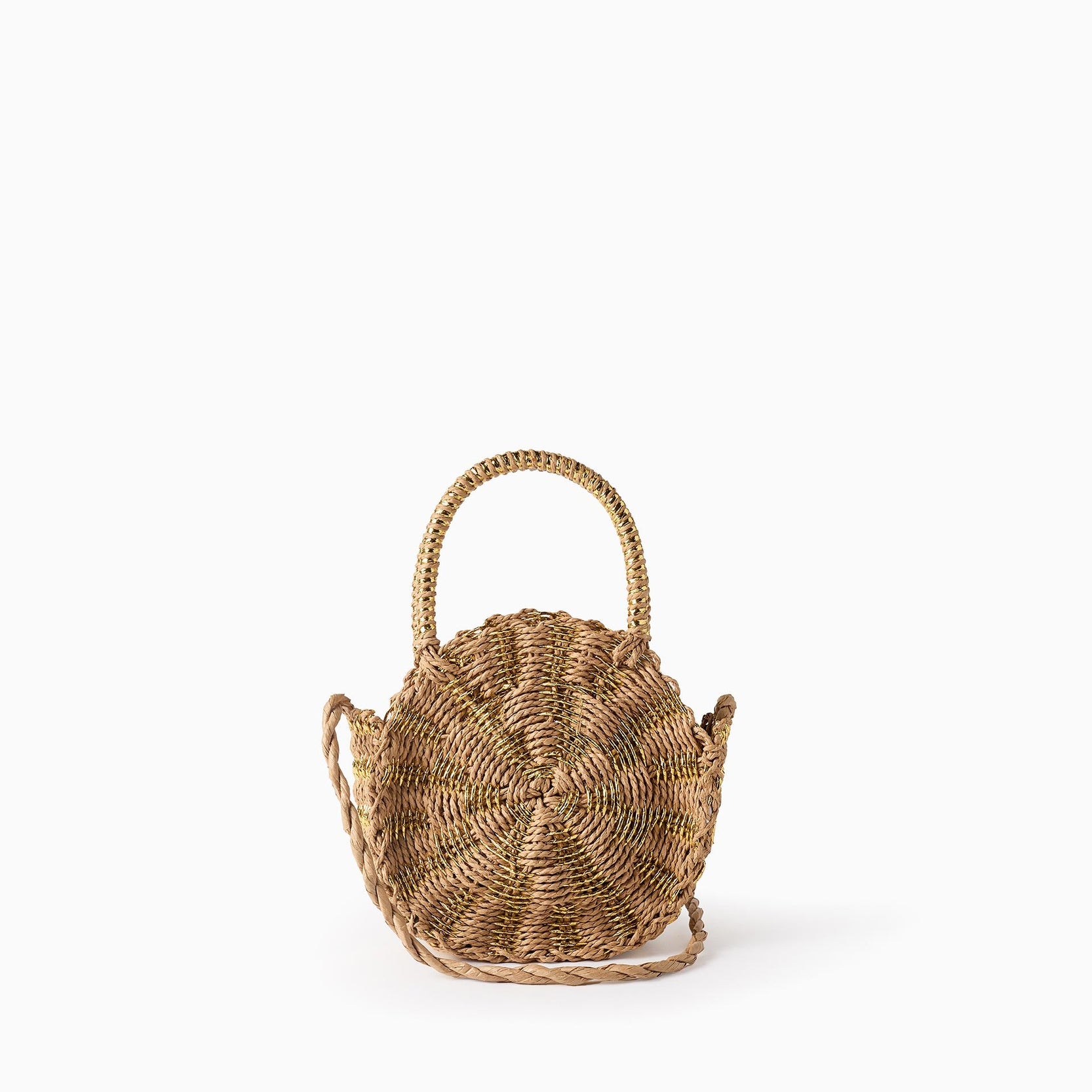 Straw Crossbody Bag for Girls, Beige/Gold