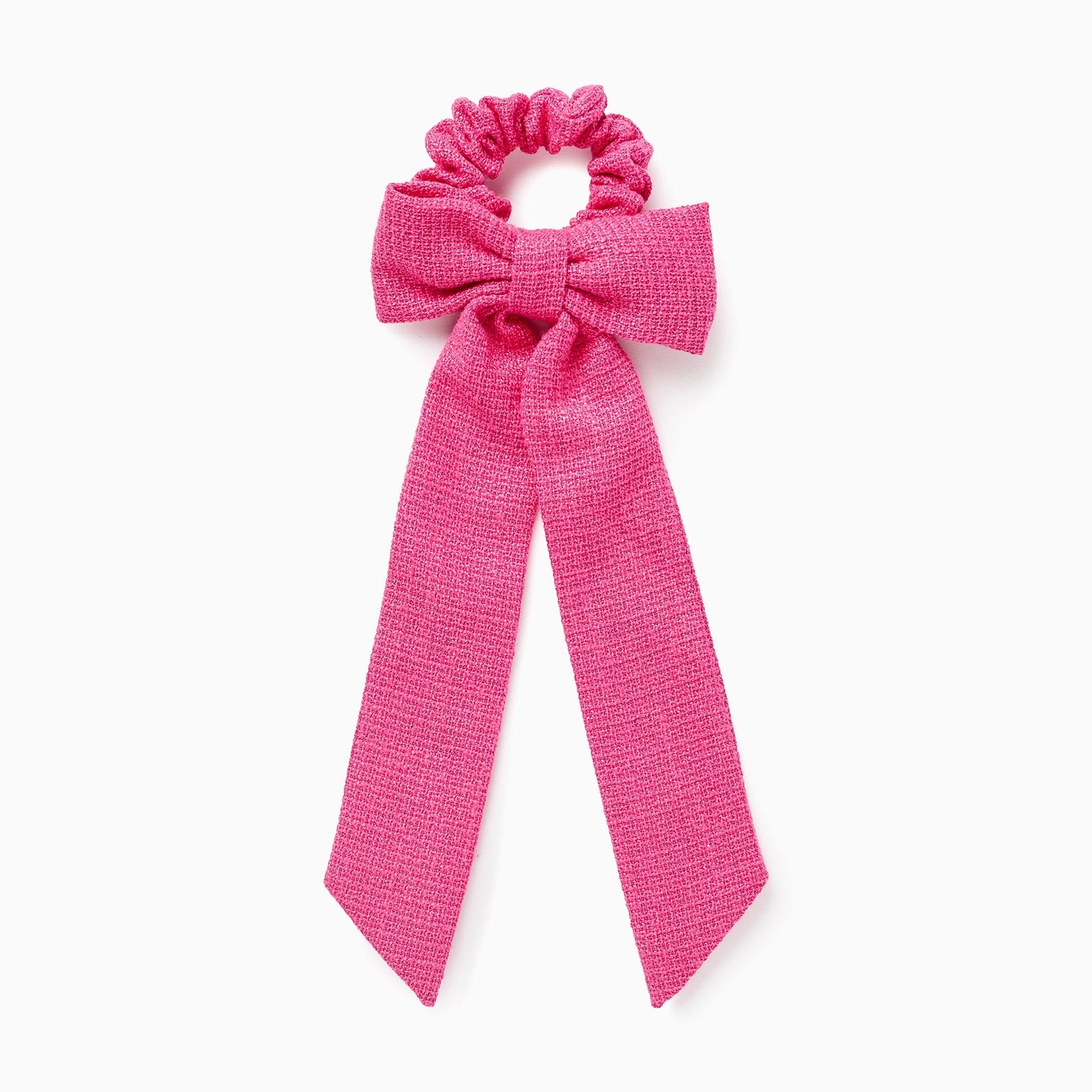 Tweed Bow Scrunchie for Babies and Girls, Pink
