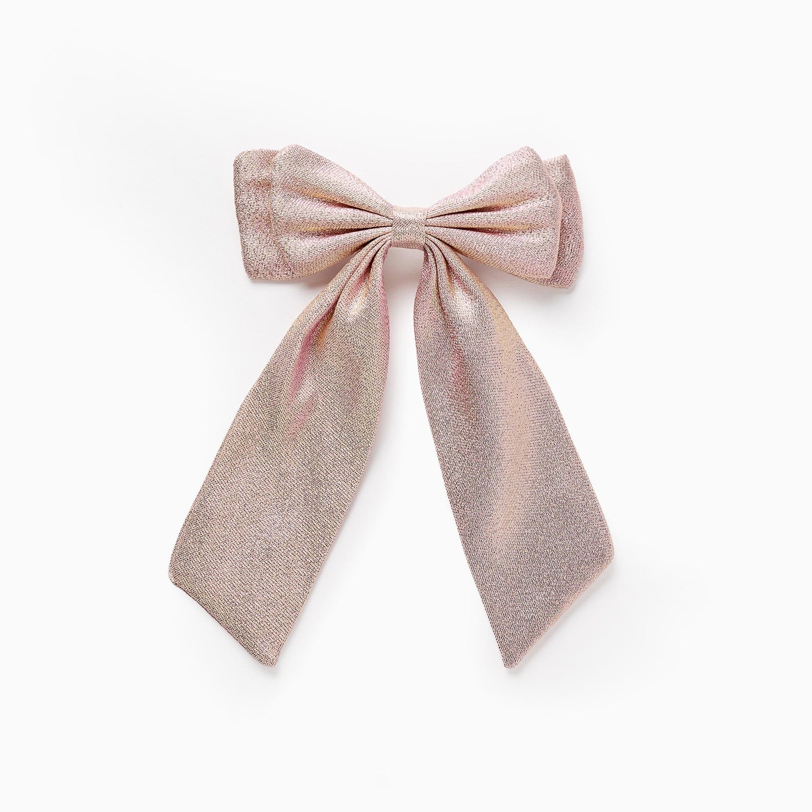 Hair Clip with Shiny Bow for Baby Girls, Rose Gold