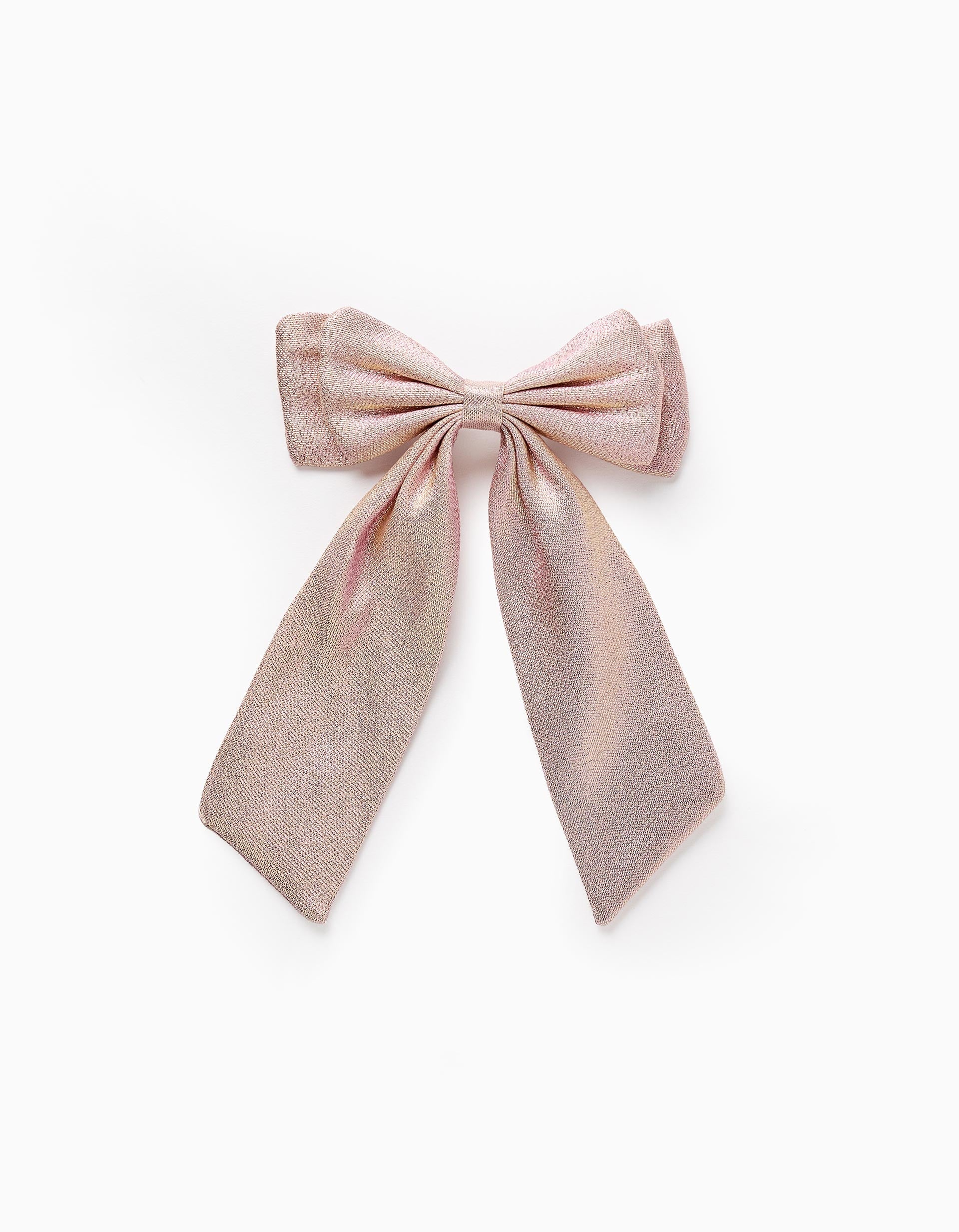 Hair Clip with Shiny Bow for Baby Girls, Rose Gold