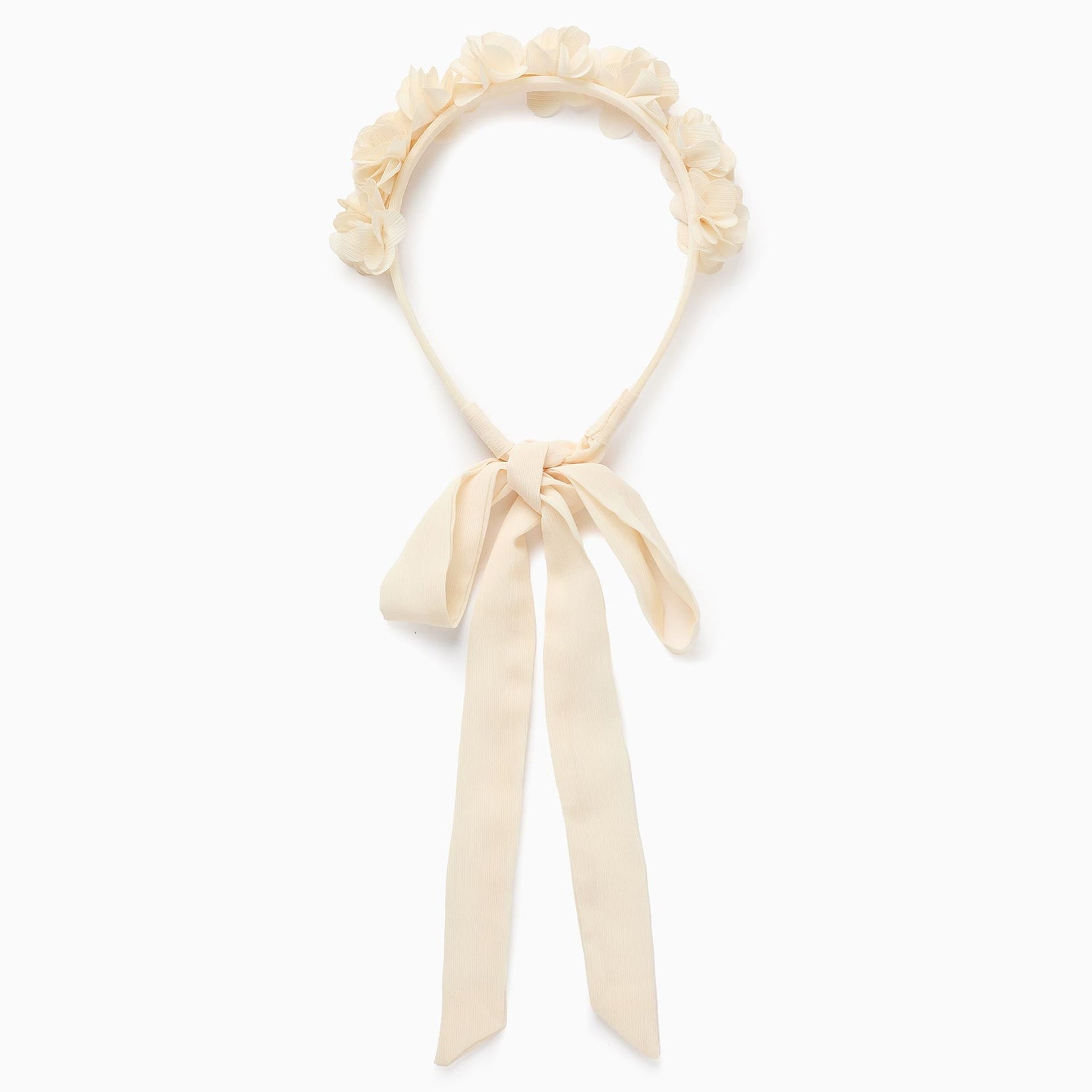 Headband with Flowers and Bow for Babies and Girls, Beige