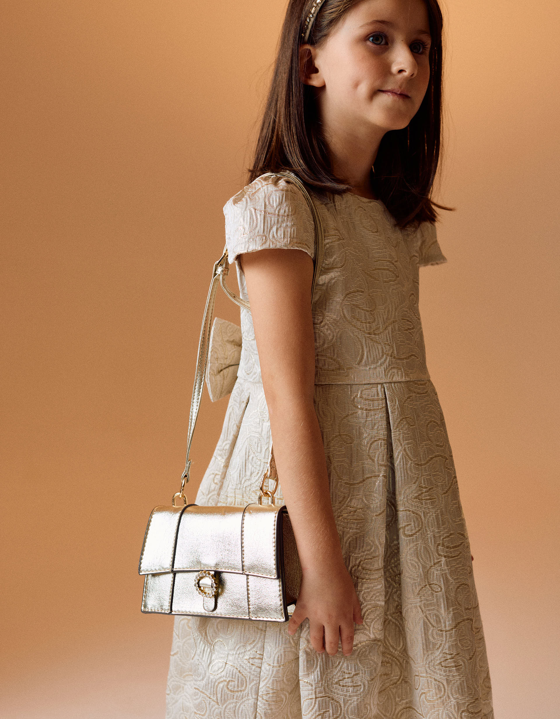 Crossbody Bag with Sparkles for Girls, Gold