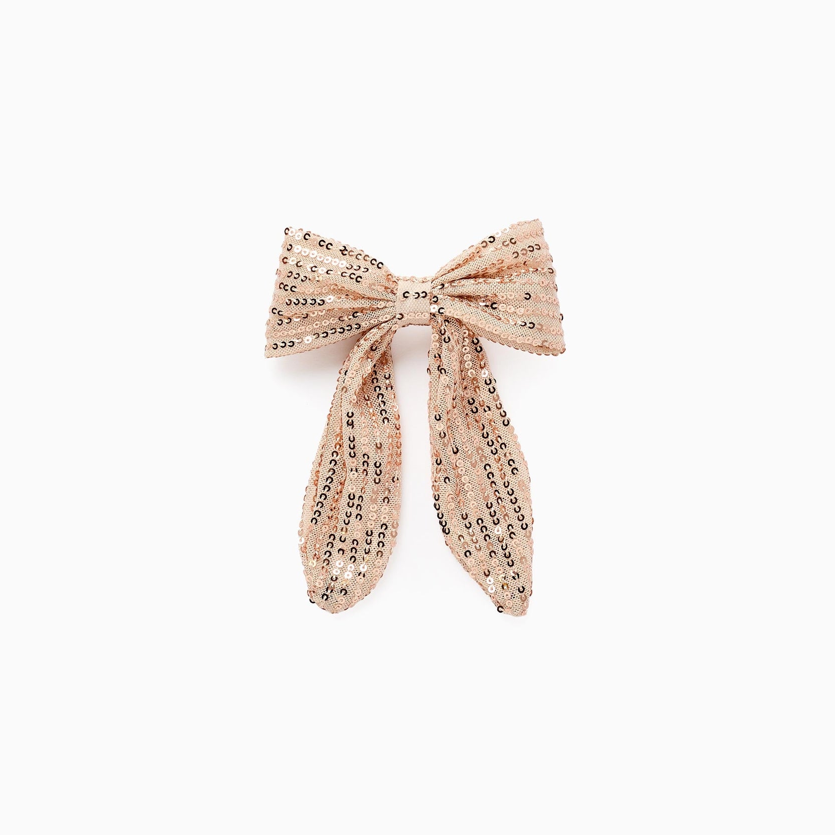 Hair Clip with Bow and Sequins for Babies and Girls, Beige/Pink Gold