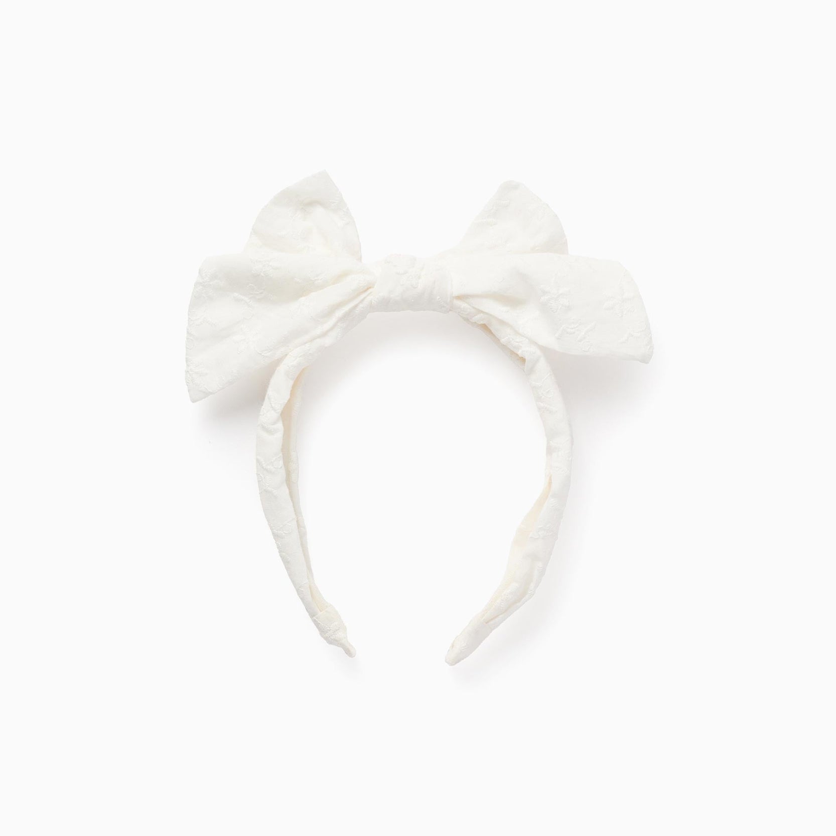 Floral Embroidered Headband with Bow for Babies and Girls, White